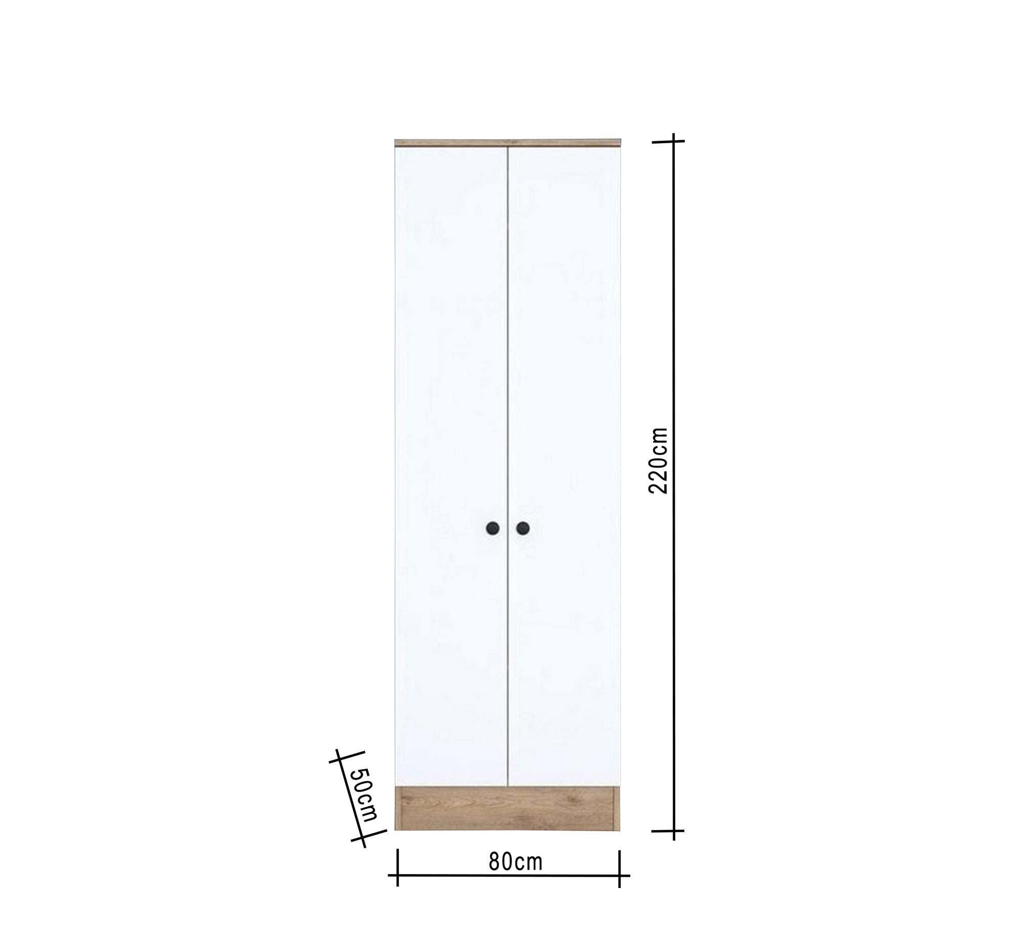 White Wardrobe with Beige Wooden Base - Vitrine Furniture - Furniture