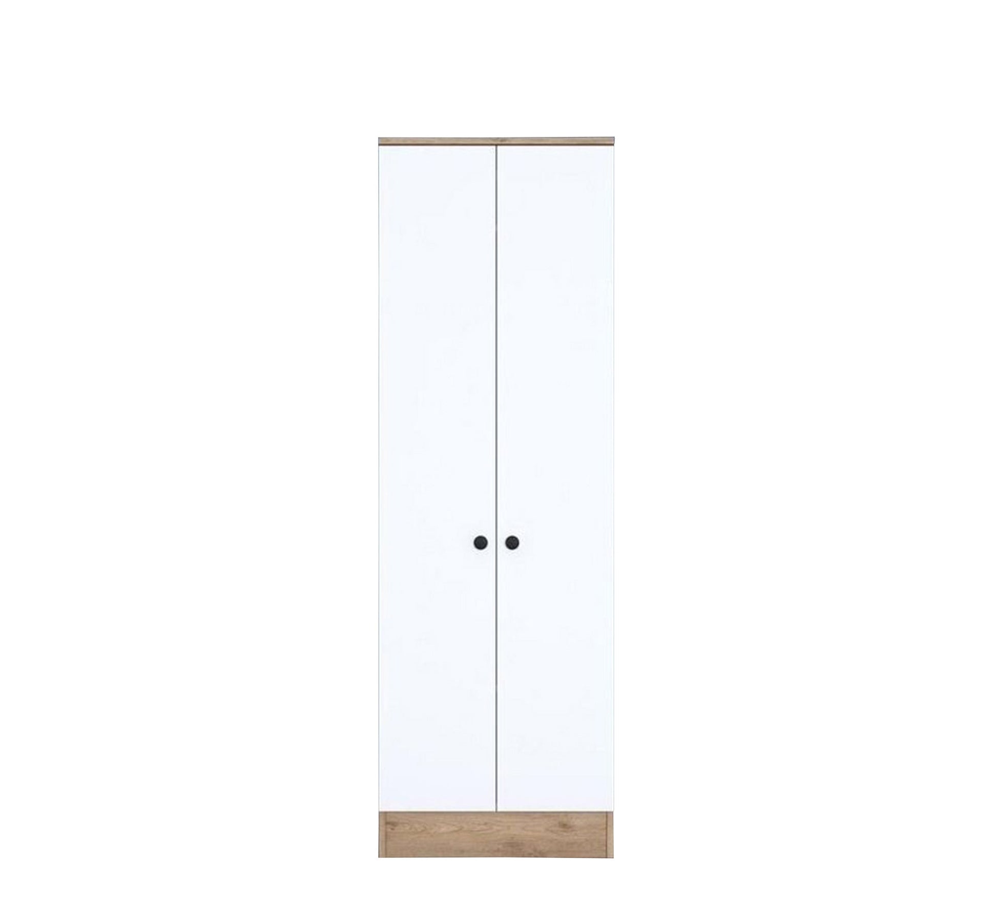 White Wardrobe with Beige Wooden Base - Vitrine Furniture - Furniture