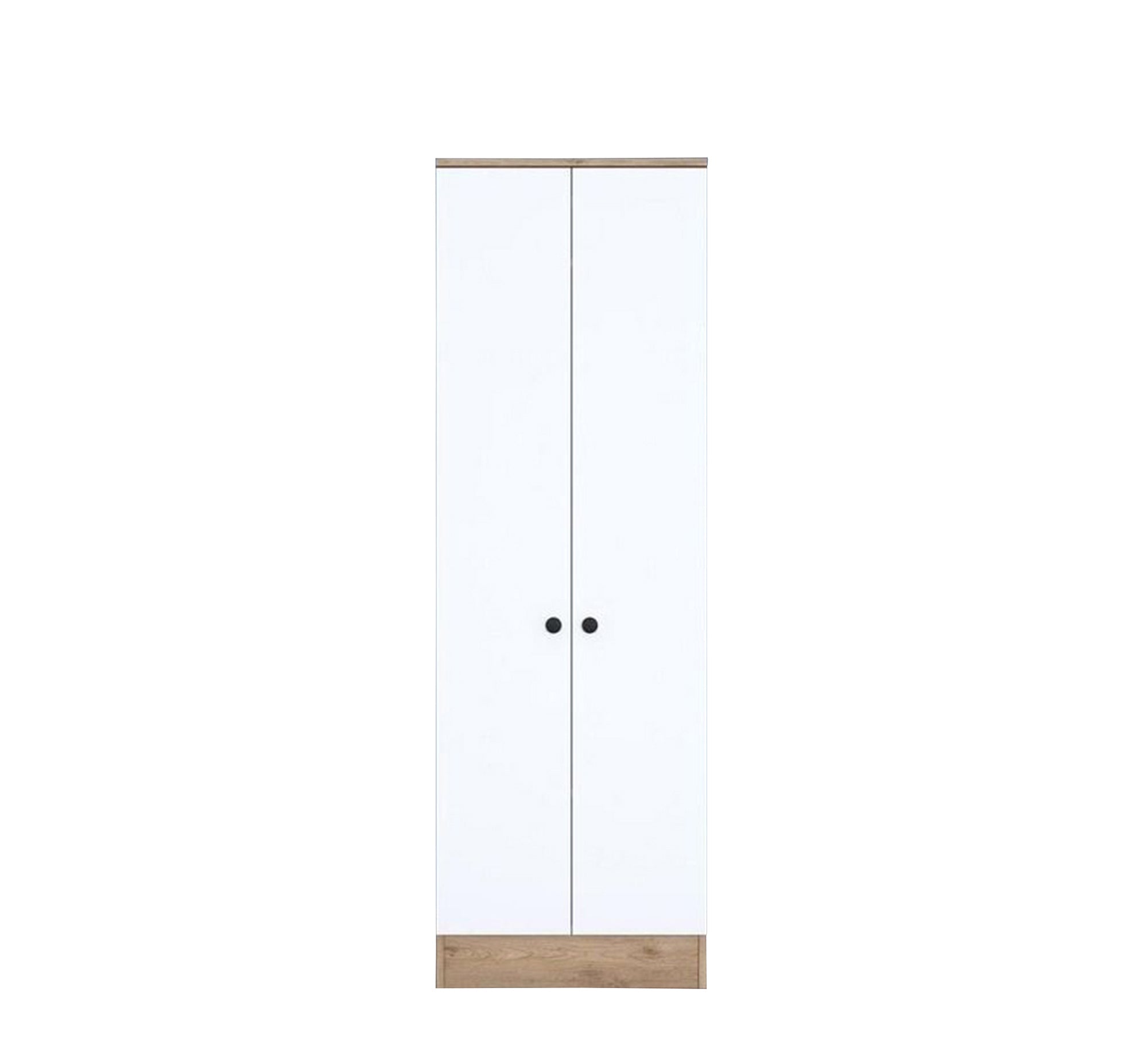 White Wardrobe with Beige Wooden Base - Vitrine Furniture - Furniture
