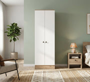 White Wardrobe with Beige Wooden Base - Vitrine Furniture - Wardrobes