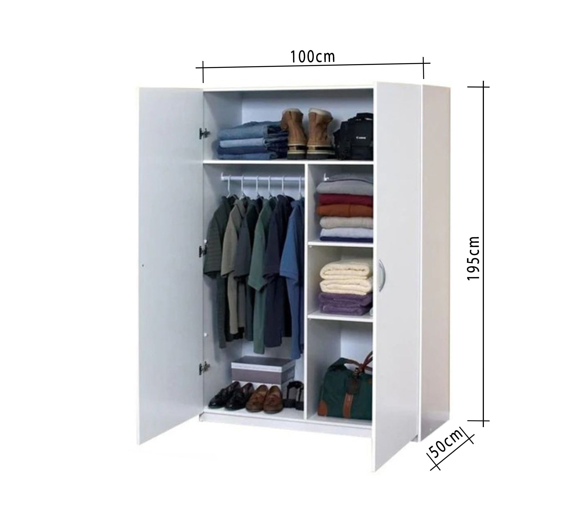 White wardrobe with hanging unit and shelves - Vitrine Furniture - Furniture