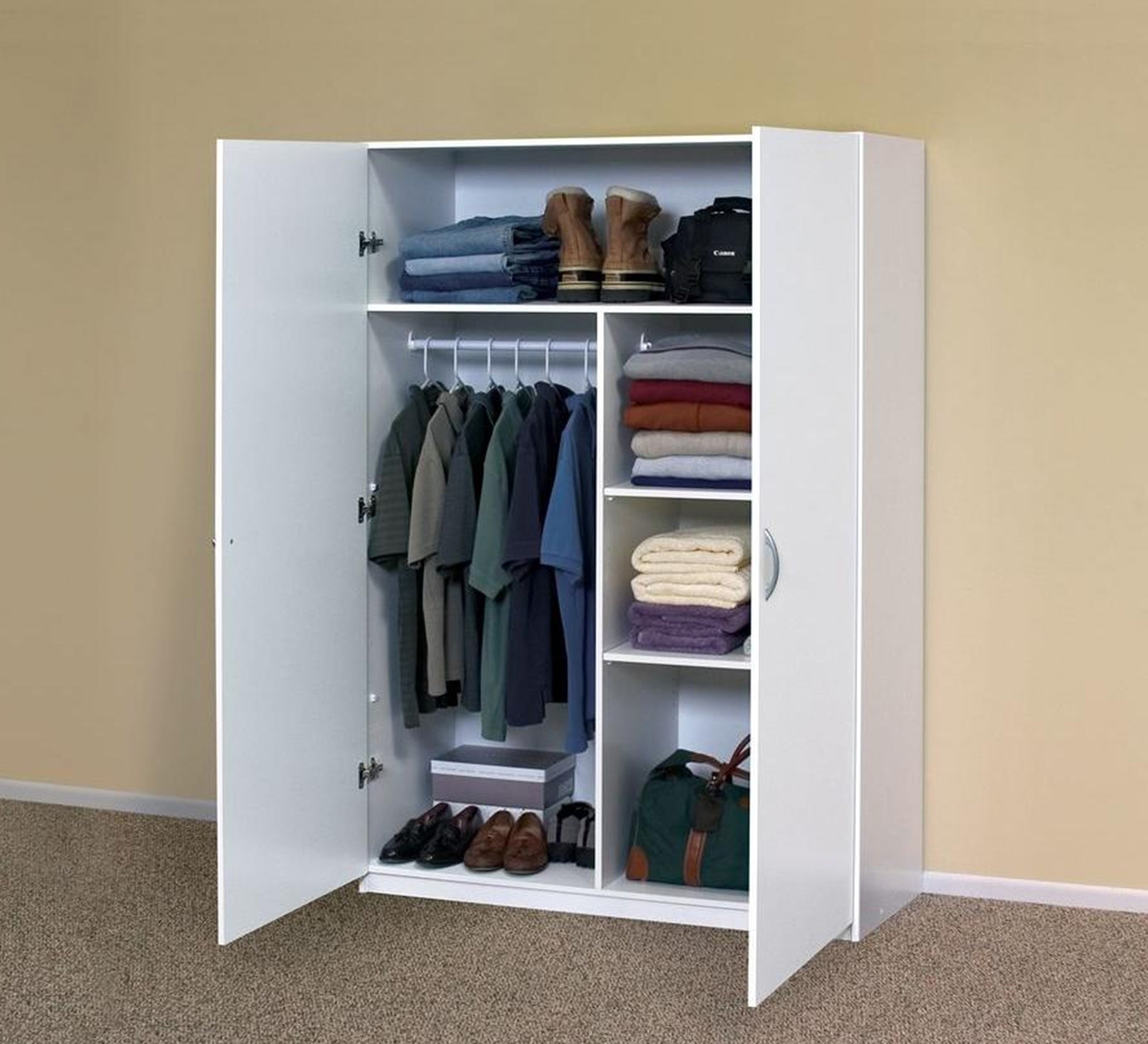 White wardrobe with hanging unit and shelves - Vitrine Furniture - Furniture