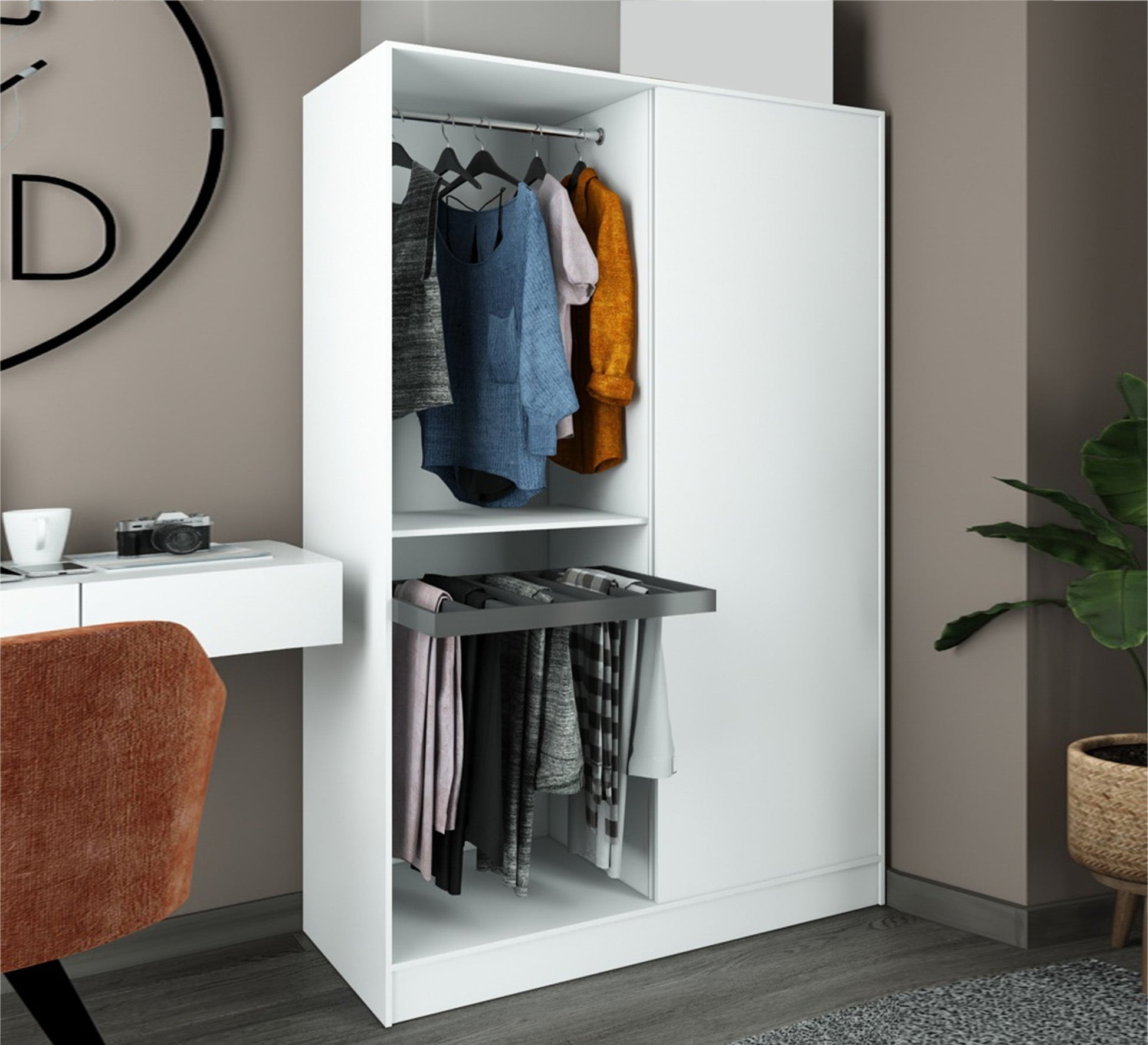 White wardrobe with hinged doors - Vitrine Furniture - Furniture