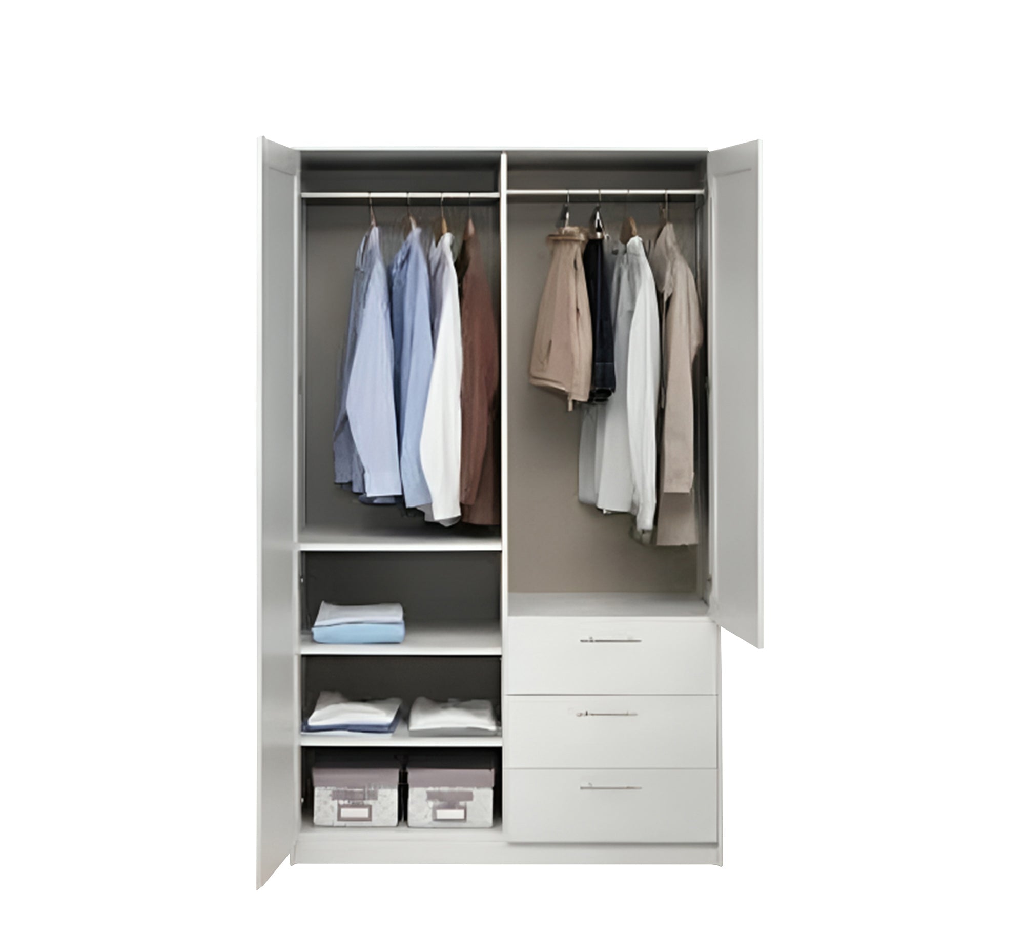 White Wardrobe with Hinged Doors with Leaf Design - Vitrine Furniture - Furniture