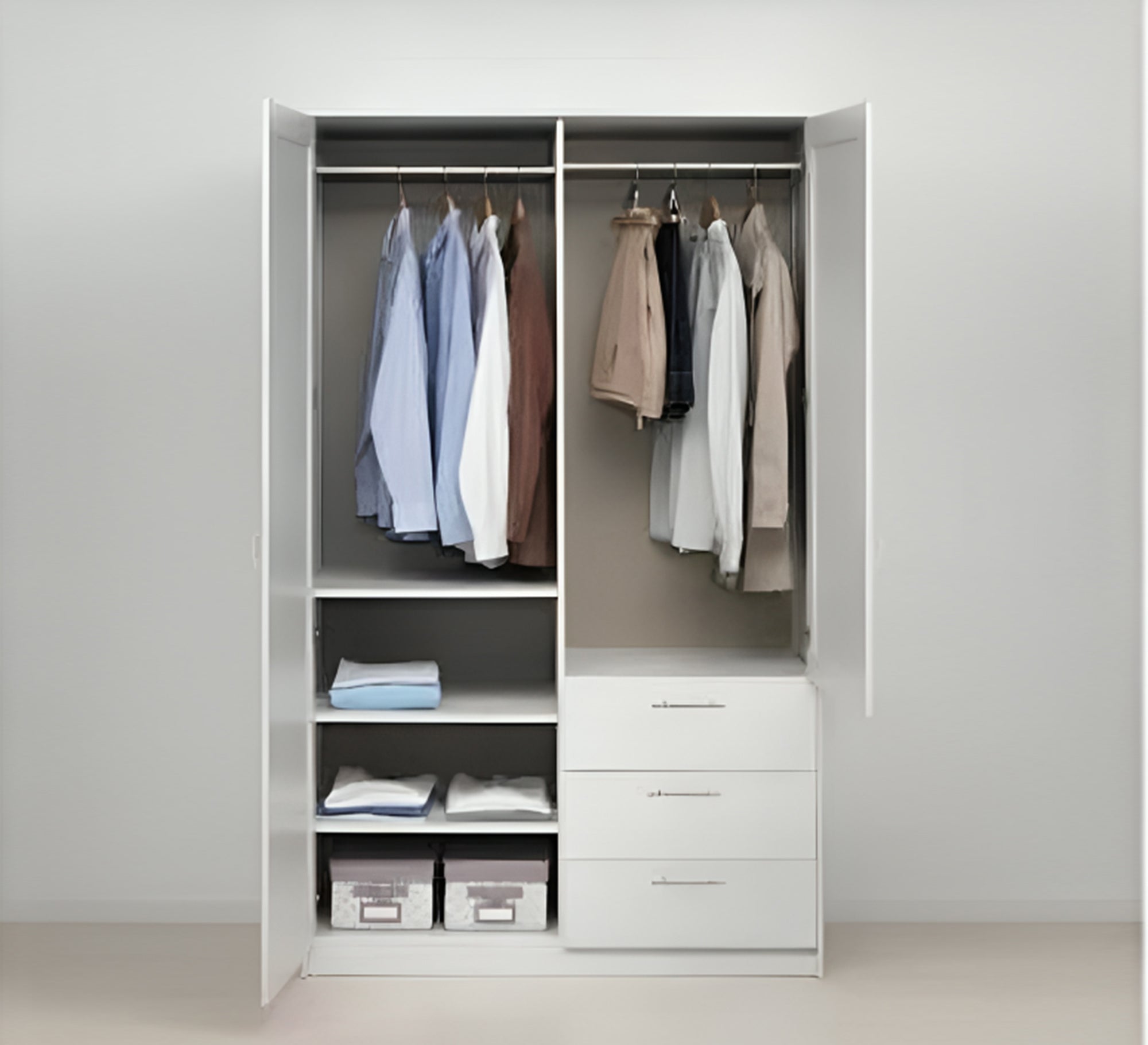 White Wardrobe with Hinged Doors with Leaf Design - Vitrine Furniture - Furniture