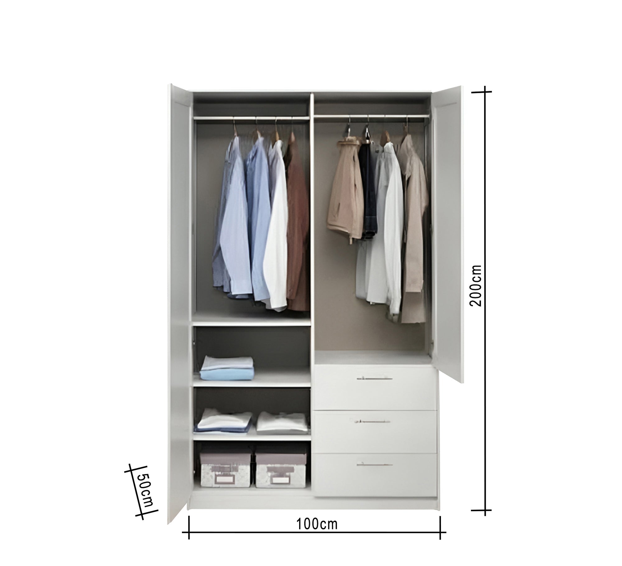 White Wardrobe with Hinged Doors with Leaf Design - Vitrine Furniture - Furniture