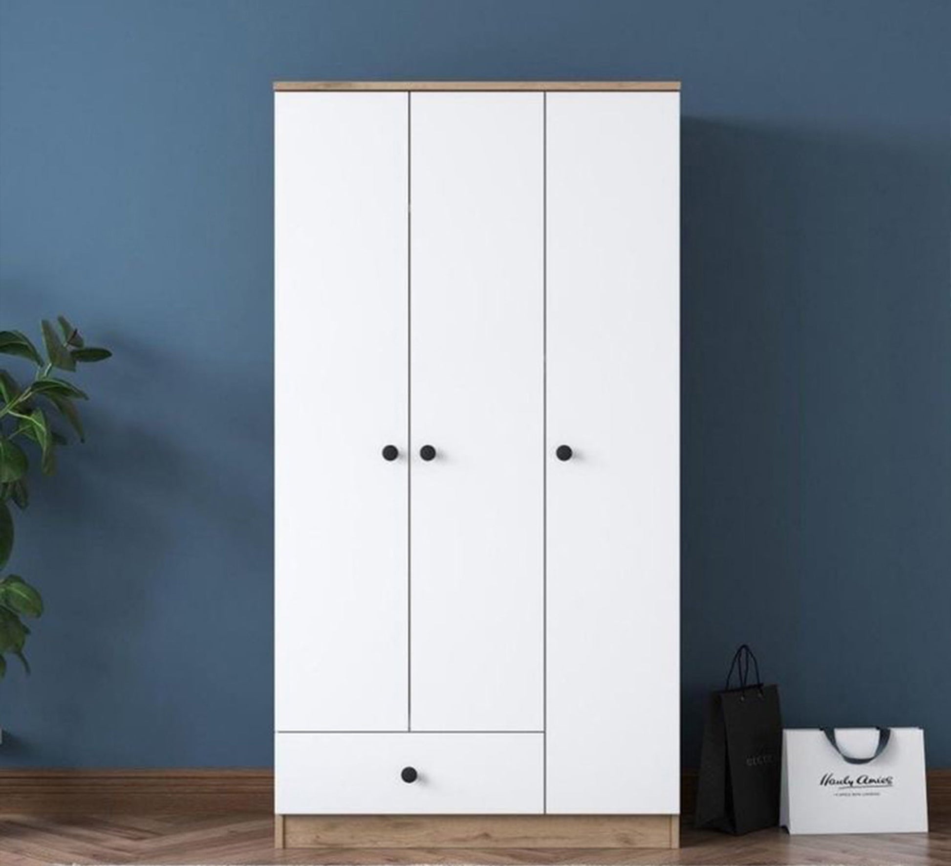 White Wardrobe with Sleek Design with External Storage - Vitrine Furniture - Furniture