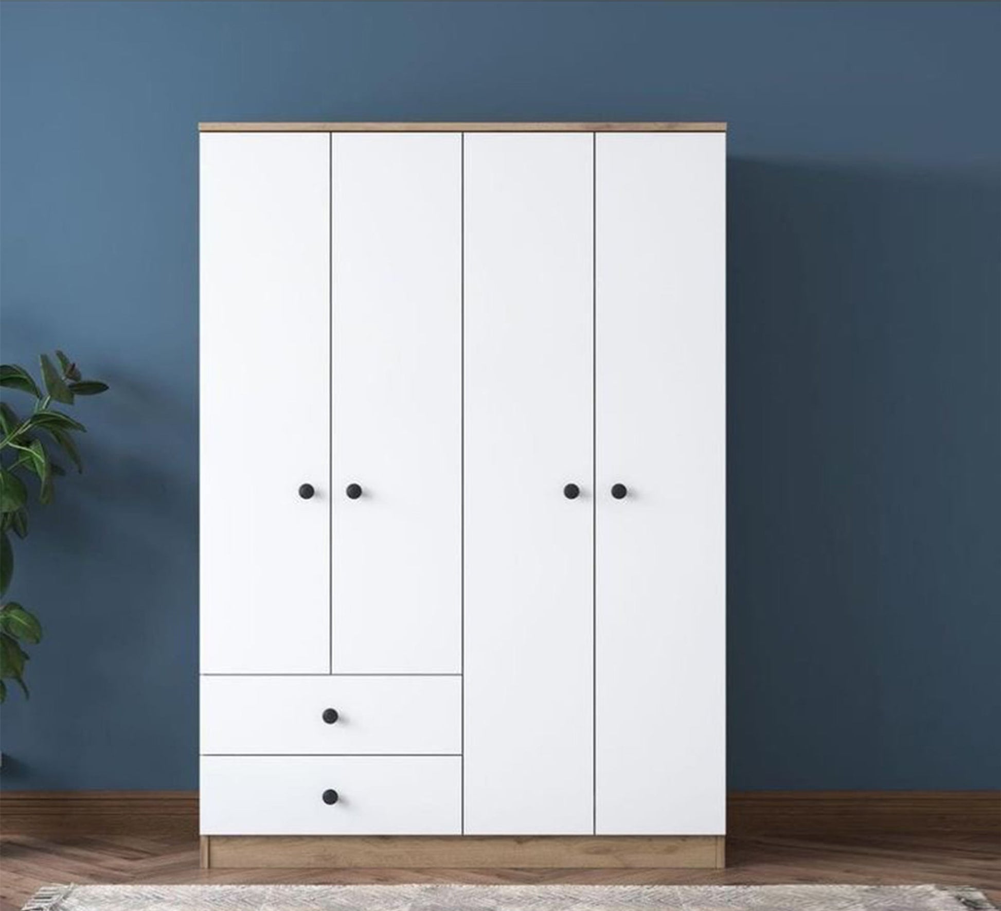 White wardrobe with wooden base - Vitrine Furniture - Furniture