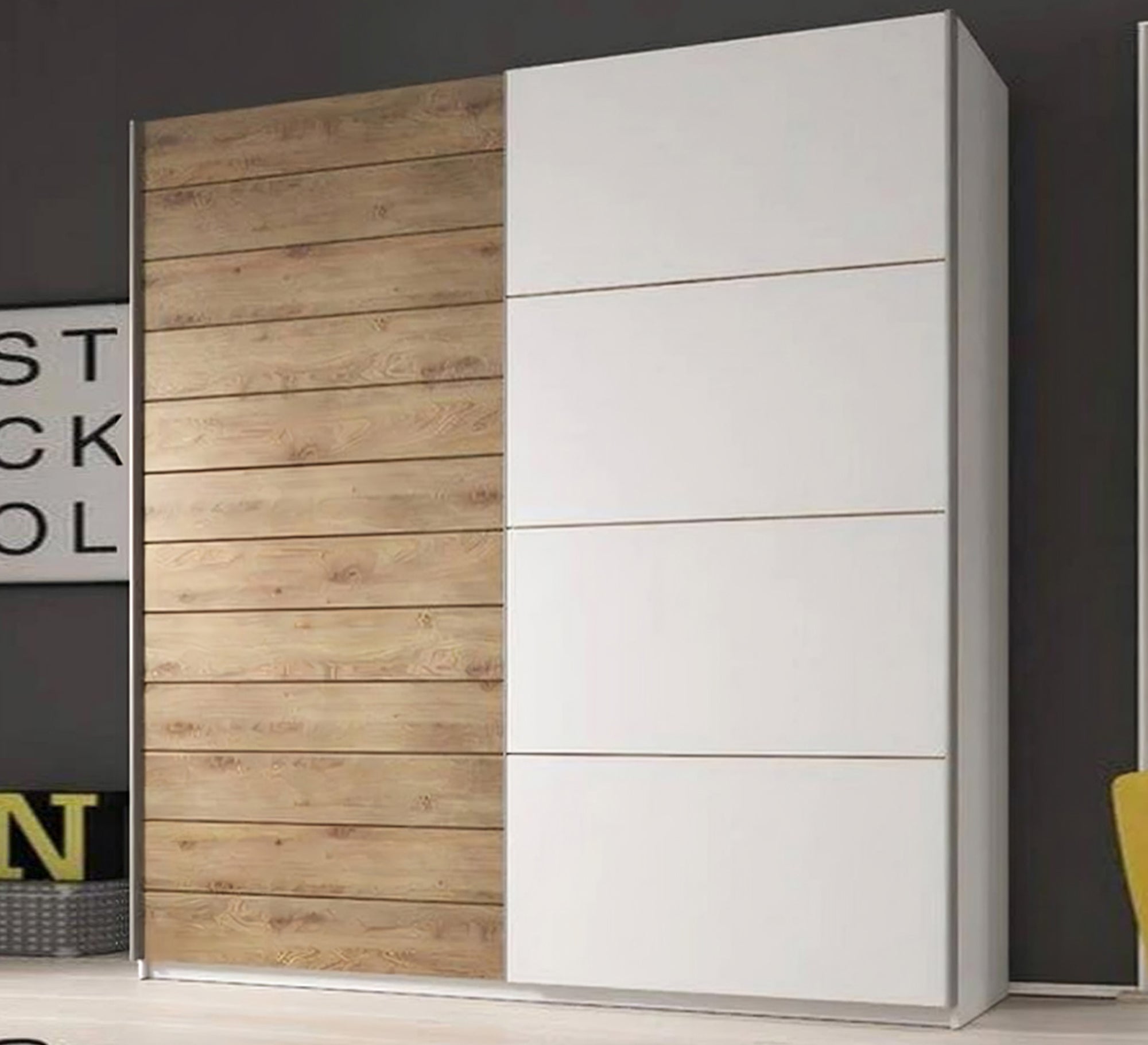 White wardrobe with wooden touches - Vitrine Furniture - Furniture