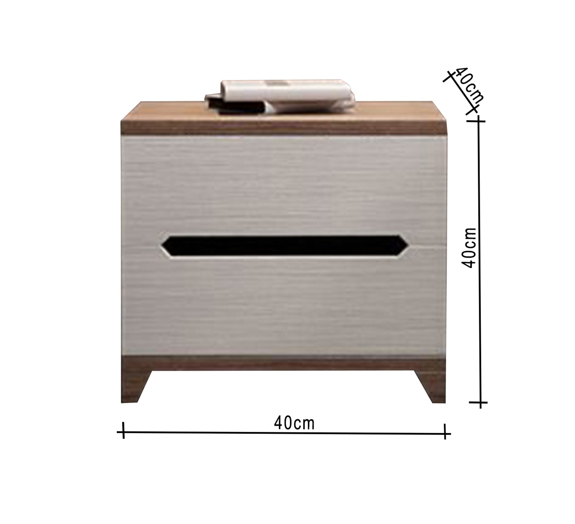 White wooden and beige nightstand - Vitrine Furniture - Furniture