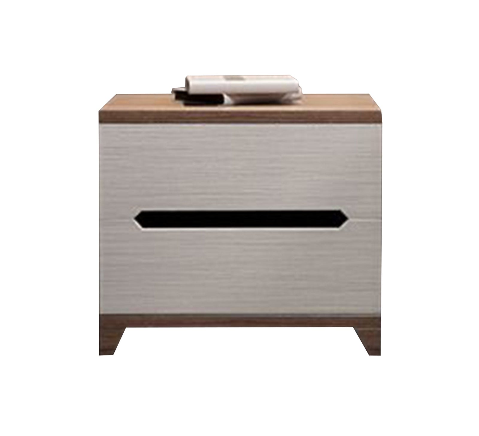 White wooden and beige nightstand - Vitrine Furniture - Furniture