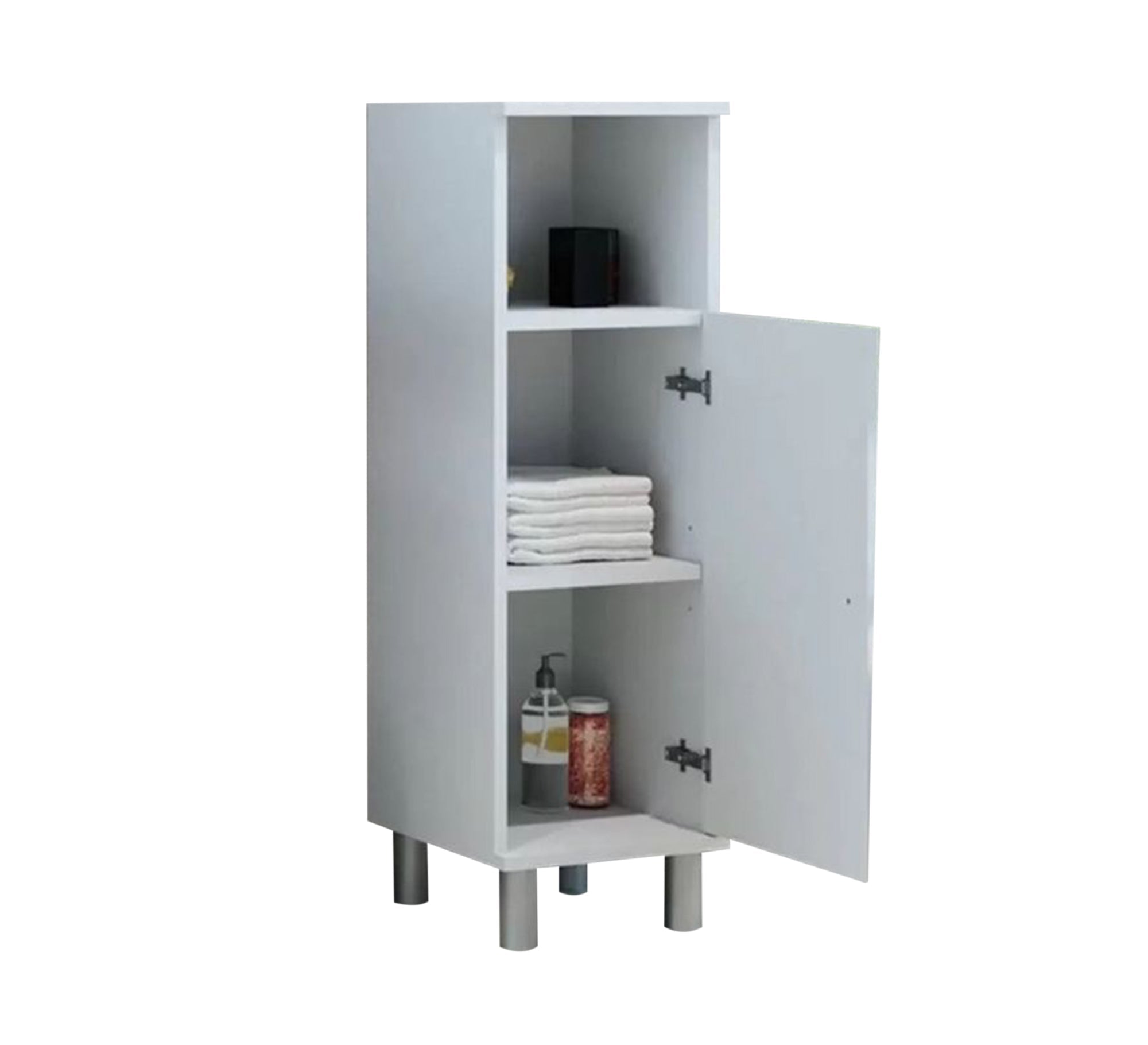 White Wooden Bathroom Storage Unit - Vitrine Furniture - Furniture