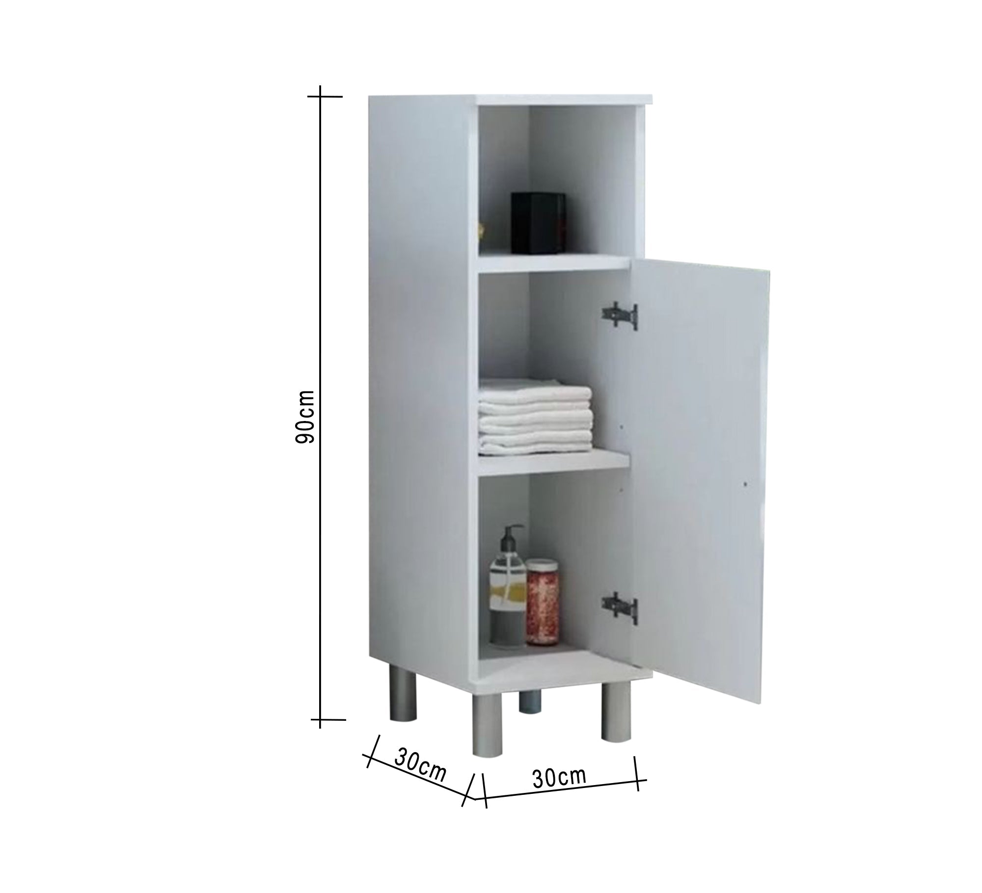 White Wooden Bathroom Storage Unit - Vitrine Furniture - Furniture