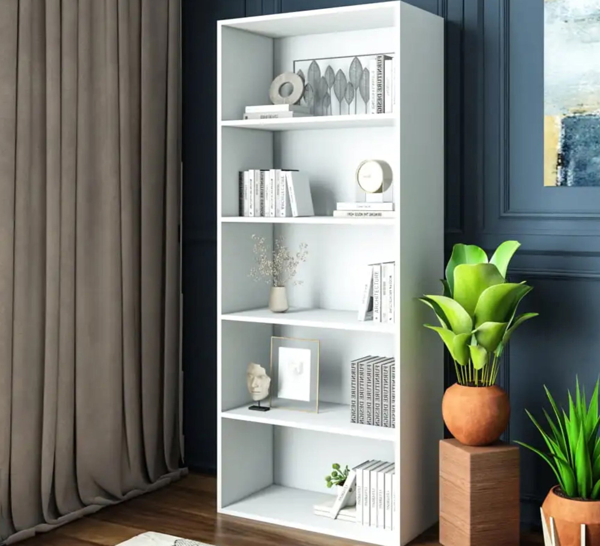 White wooden bookcase - Vitrine Furniture - Furniture