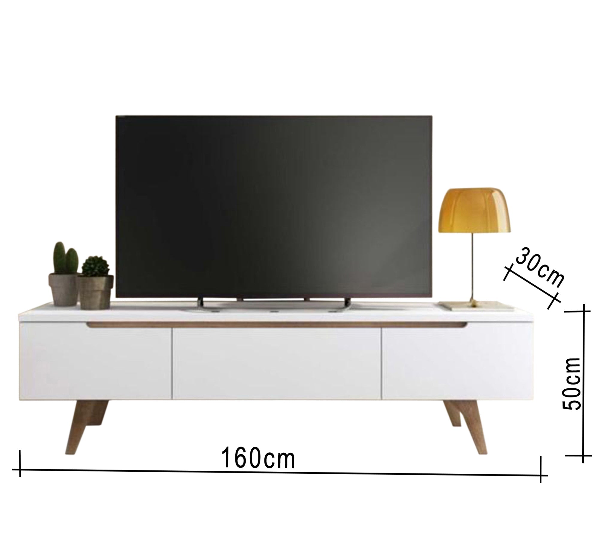 White wooden TV table for the living room - Vitrine Furniture - TV Table & Cabinet