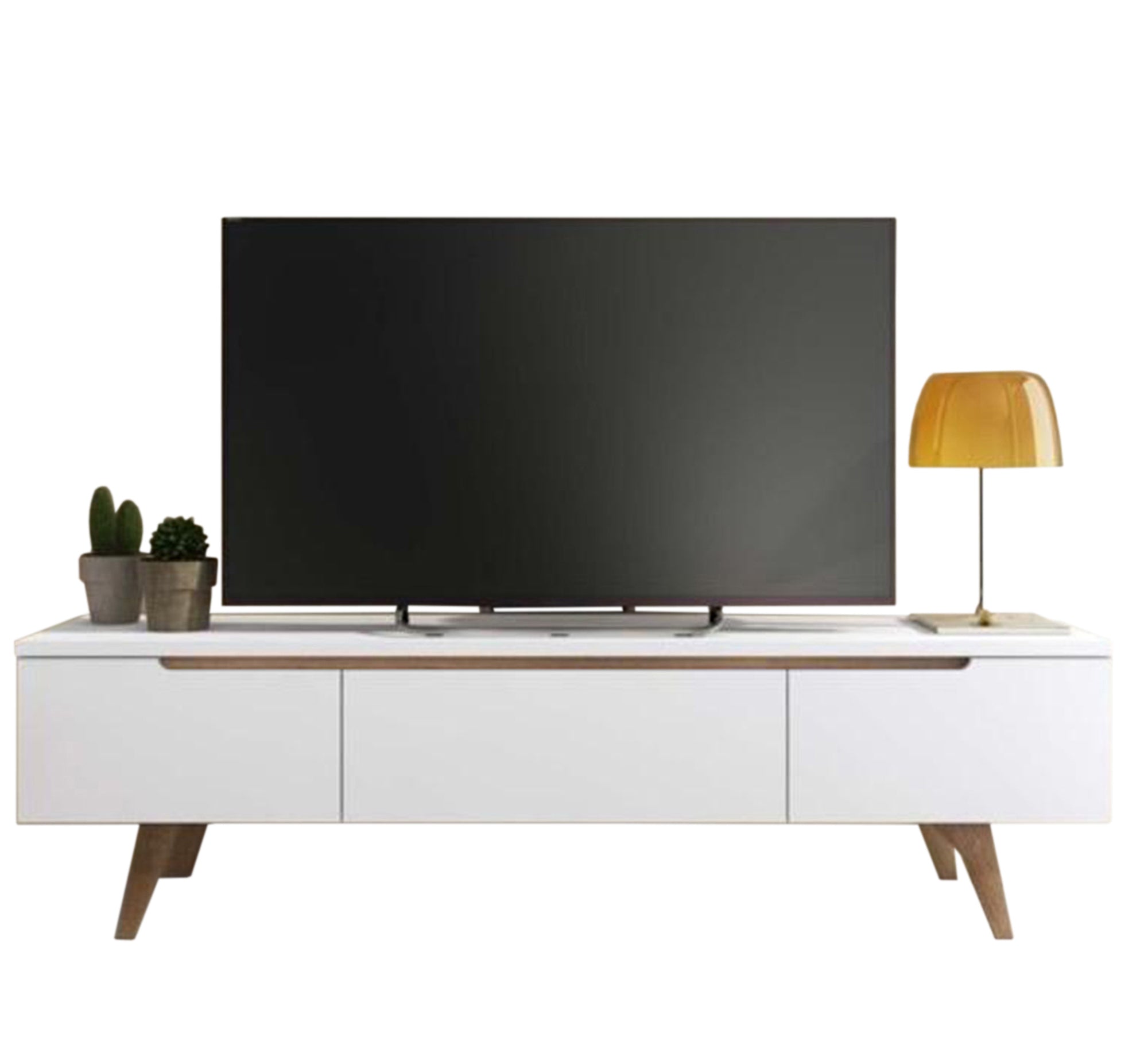 White wooden TV table for the living room - Vitrine Furniture - TV Table & Cabinet