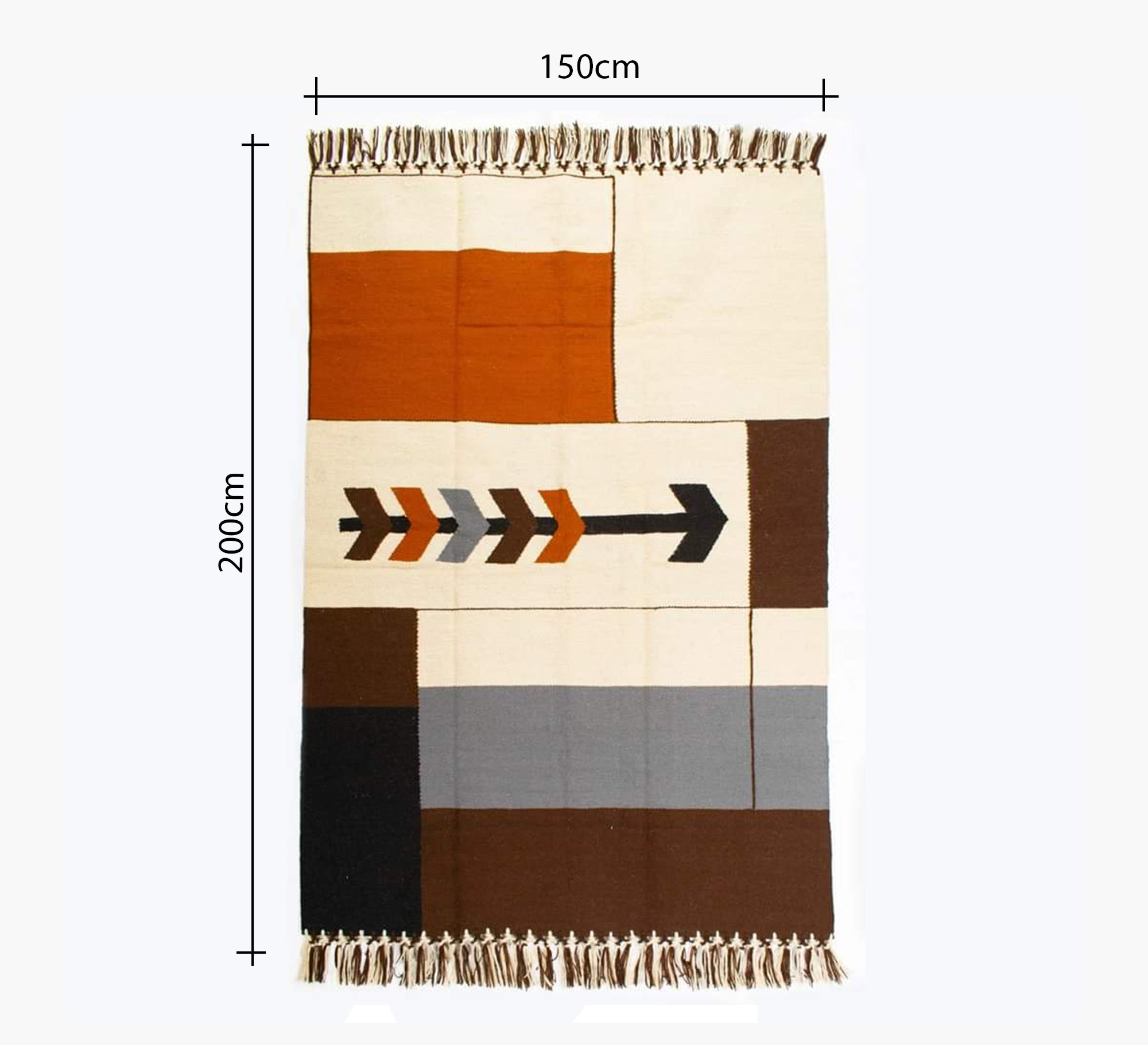 Wide arrow rug in autumnal colors and an attractive block design - Vitrine Furniture - Accessories