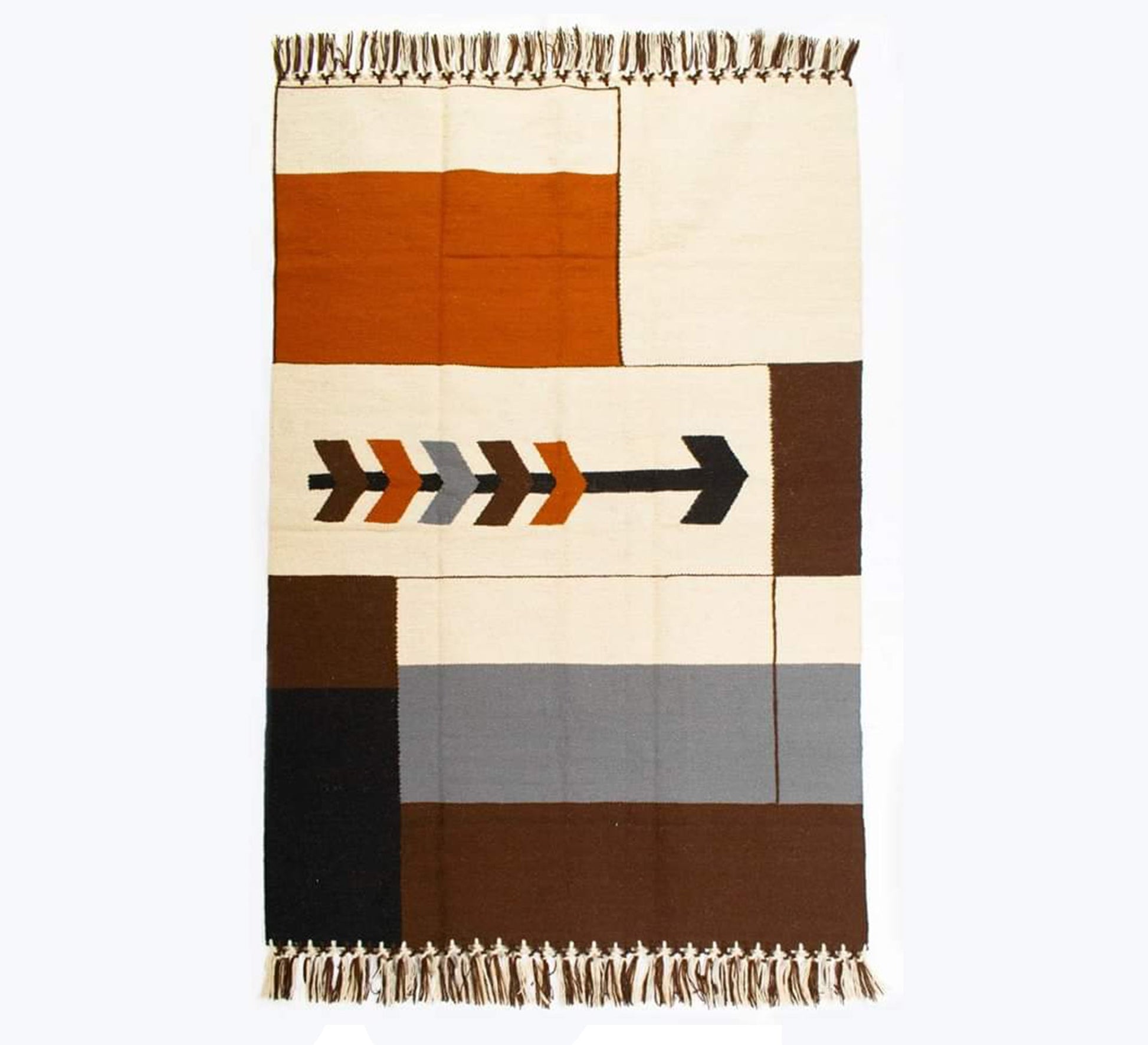 Wide arrow rug in autumnal colors and an attractive block design - Vitrine Furniture - Accessories
