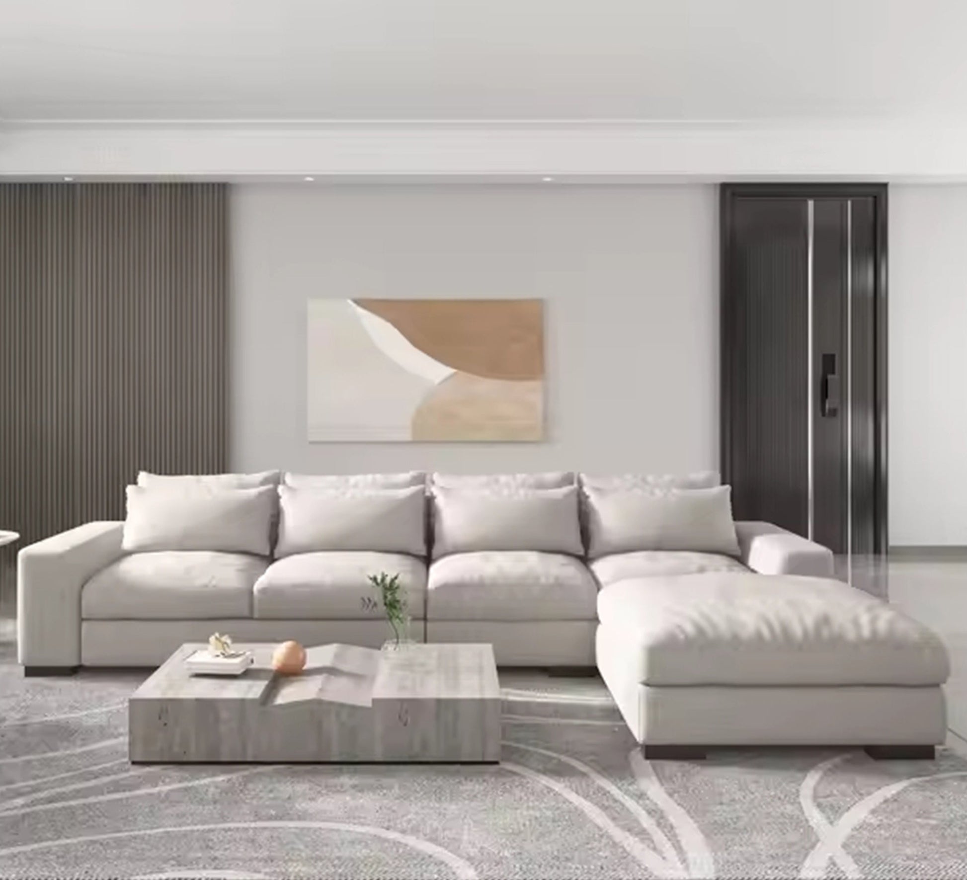 Wide corner sofa in white - Vitrine Furniture - Furniture