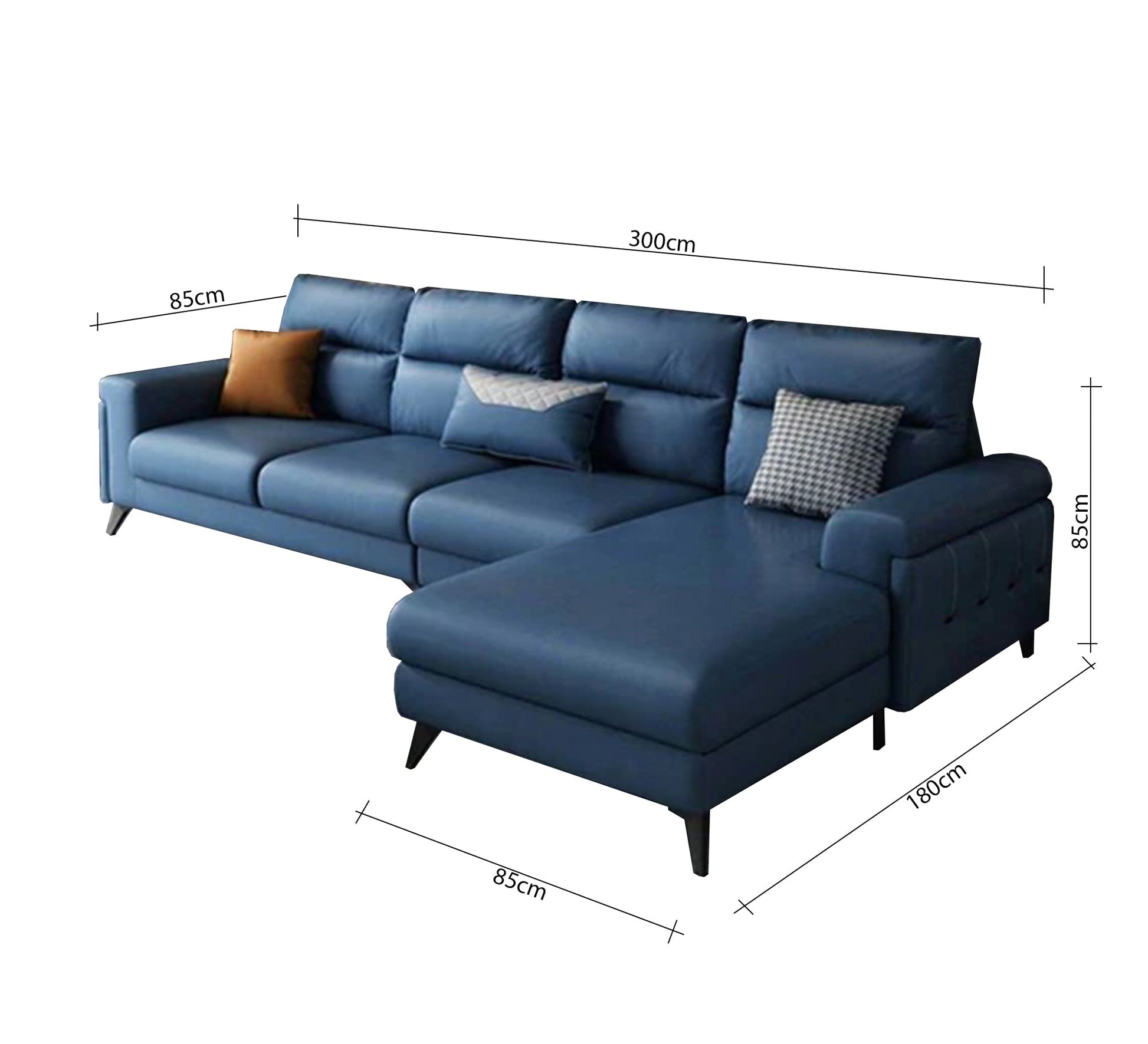 Wide dark blue leather corner - Vitrine Furniture - Furniture