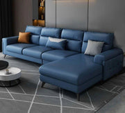 Wide dark blue leather corner - Vitrine Furniture - Furniture