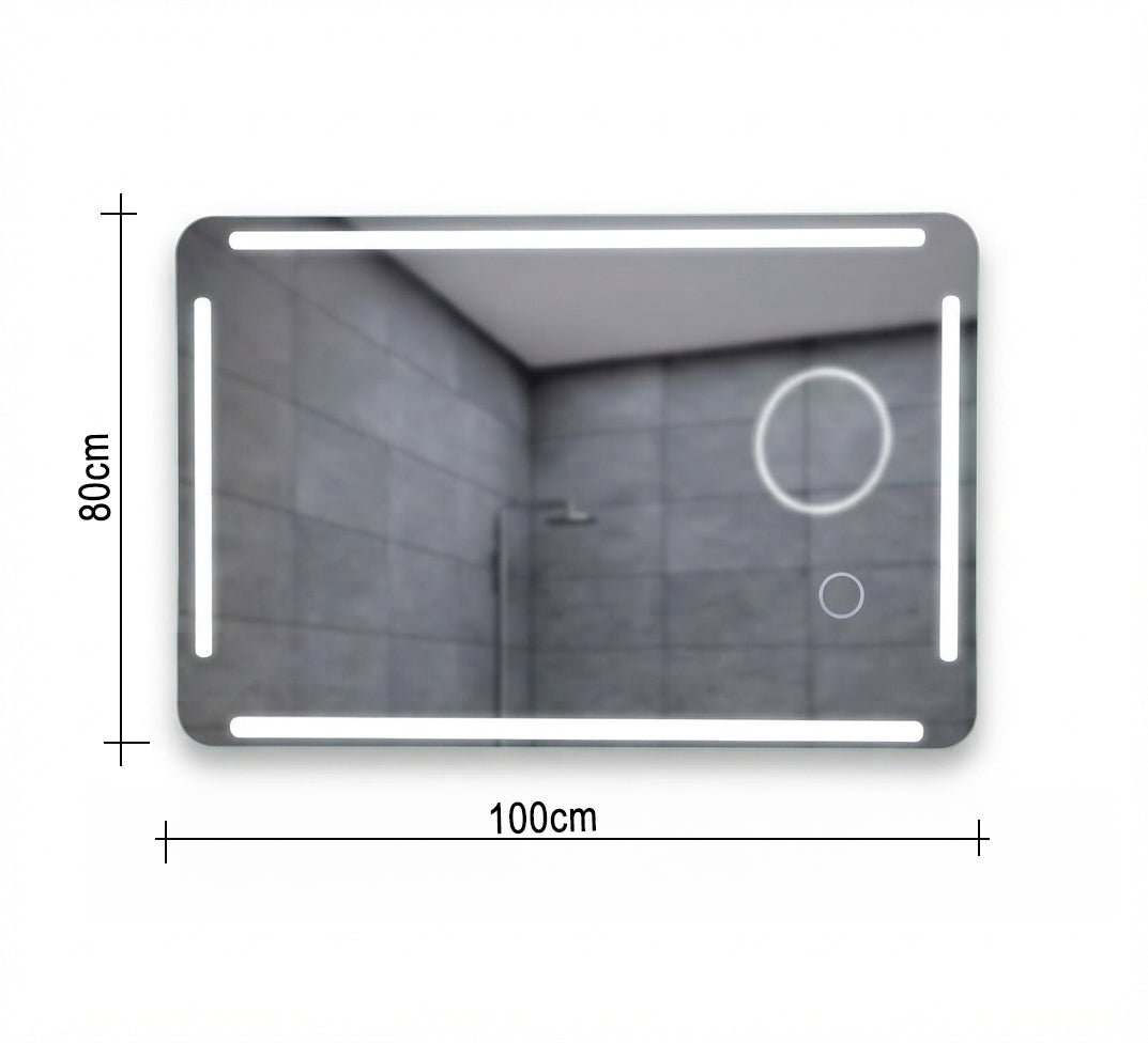 Wide LED Mirror with Illuminated Magnifying Lens - Vitrine Furniture - Mirrors