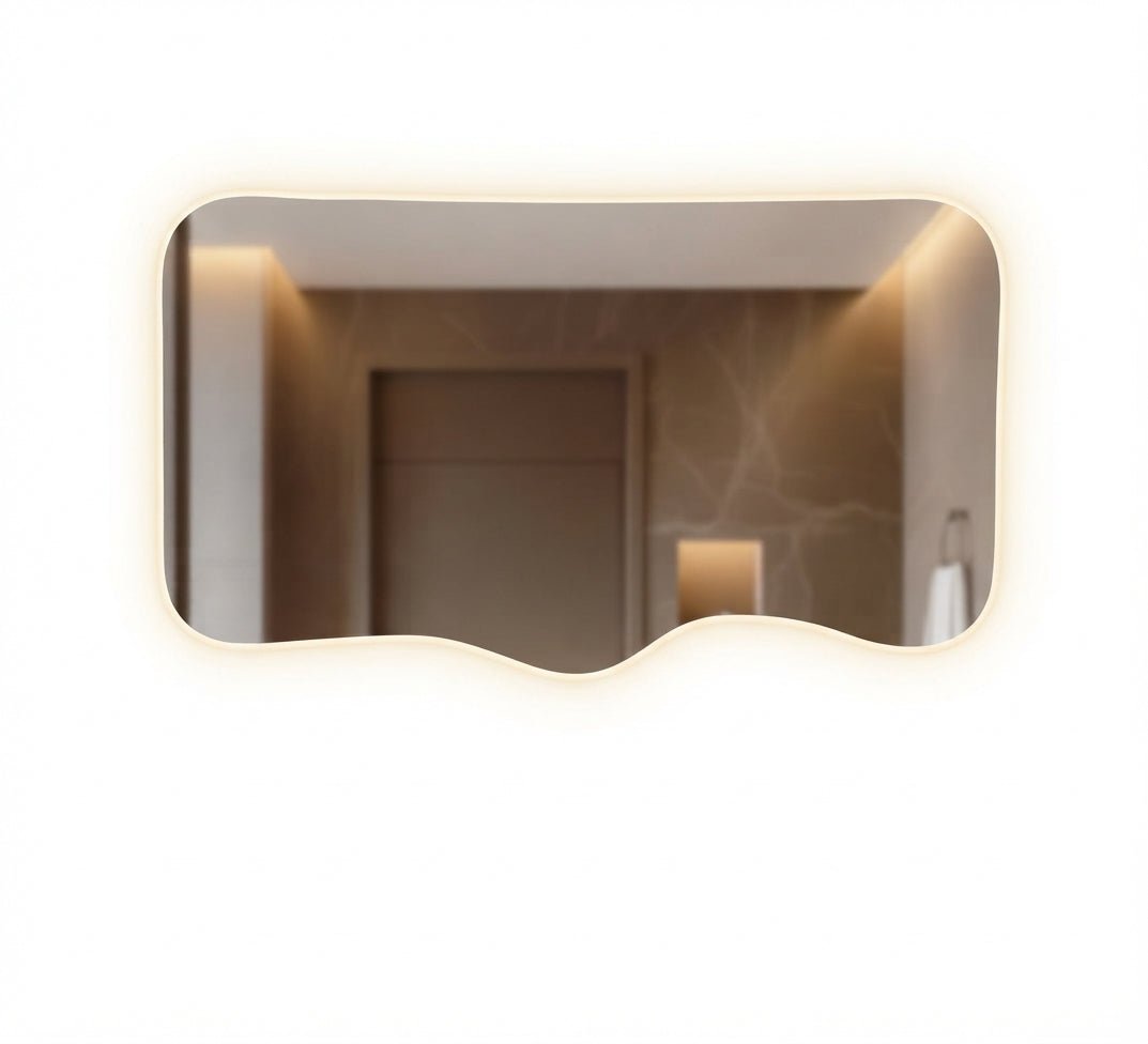 Wide mirror with a wavy bottom edge and backlighting - Vitrine Furniture - Mirrors