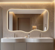 Wide mirror with a wavy bottom edge and backlighting - Vitrine Furniture - Mirrors