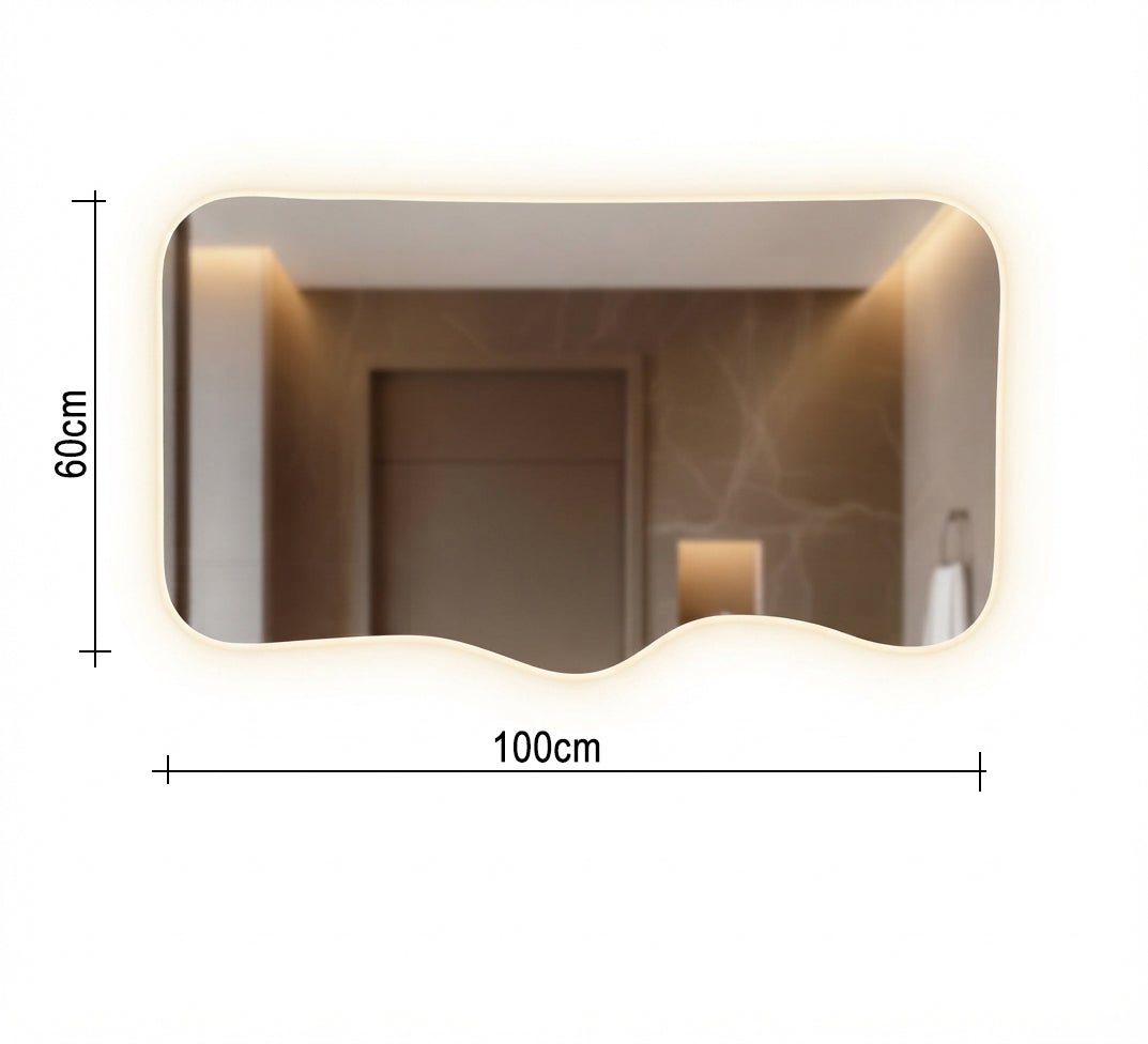 Wide mirror with a wavy bottom edge and backlighting - Vitrine Furniture - Mirrors