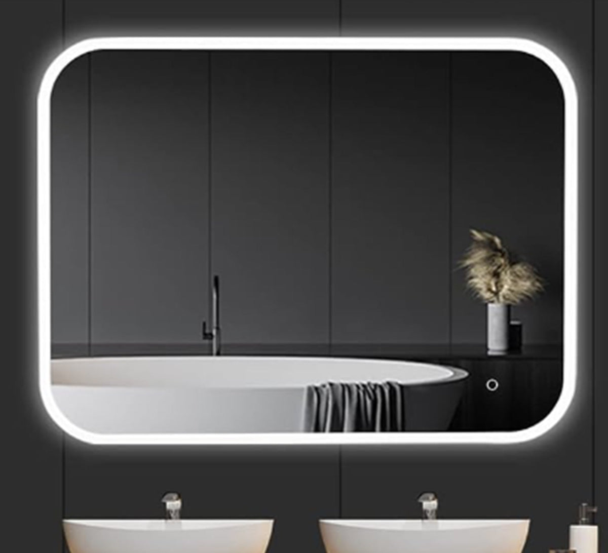 Wide mirror with illuminated edge and rounded corners - Vitrine Furniture - Mirrors