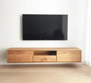 Wood - colored hanging TV unit - Vitrine Furniture - Furniture
