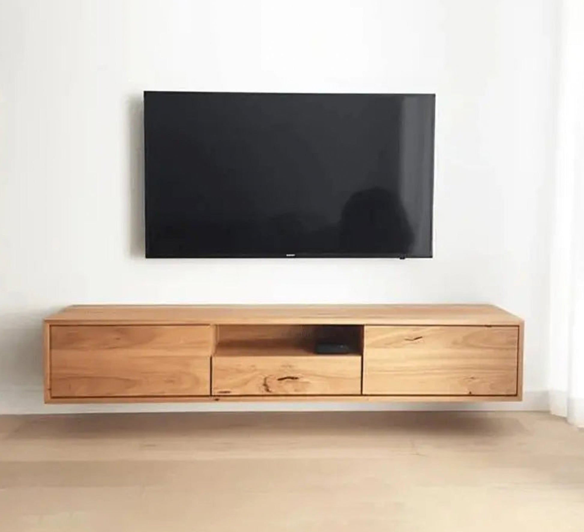 Wood - colored hanging TV unit - Vitrine Furniture - Furniture
