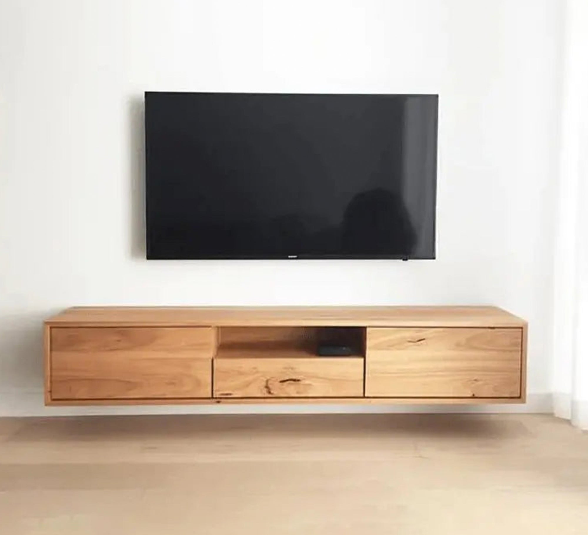 Wood - colored hanging TV unit - Vitrine Furniture - Furniture