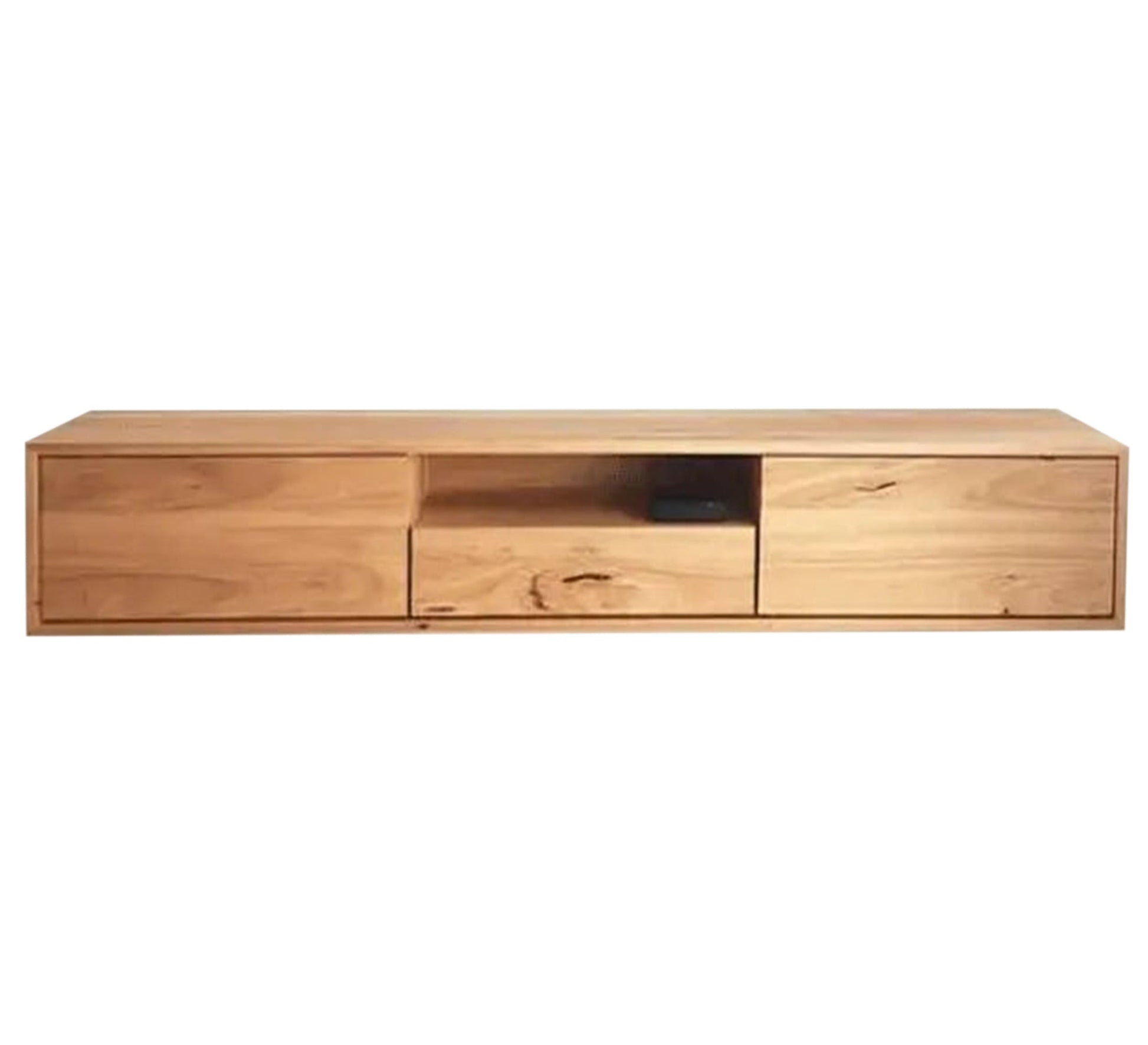 Wood - colored hanging TV unit - Vitrine Furniture - Furniture