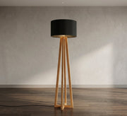 Wooden A-Frame Black Shade Floor Lamp - Vitrine Furniture - Floor lamps