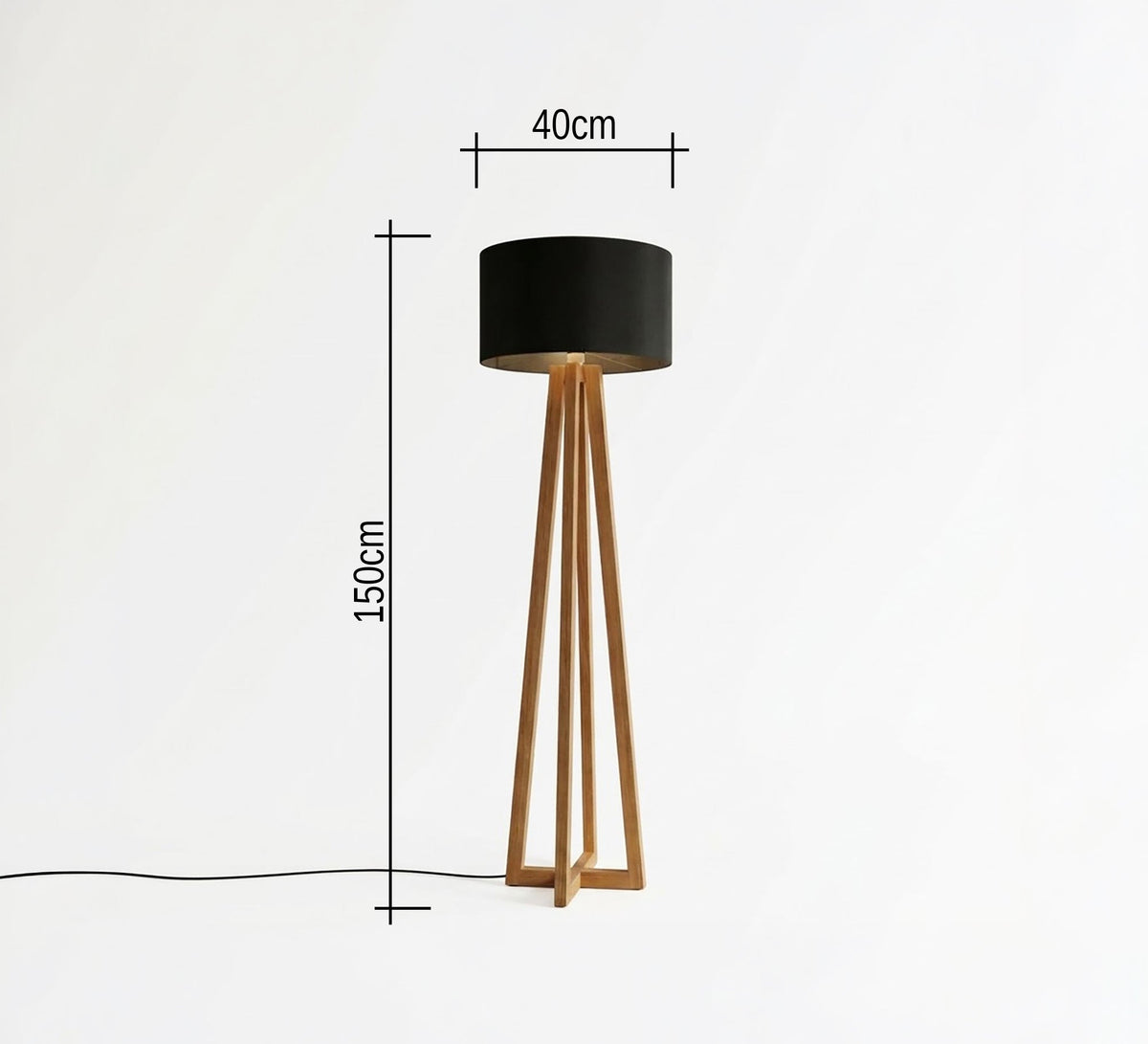 Wooden A-Frame Black Shade Floor Lamp - Vitrine Furniture - Floor lamps