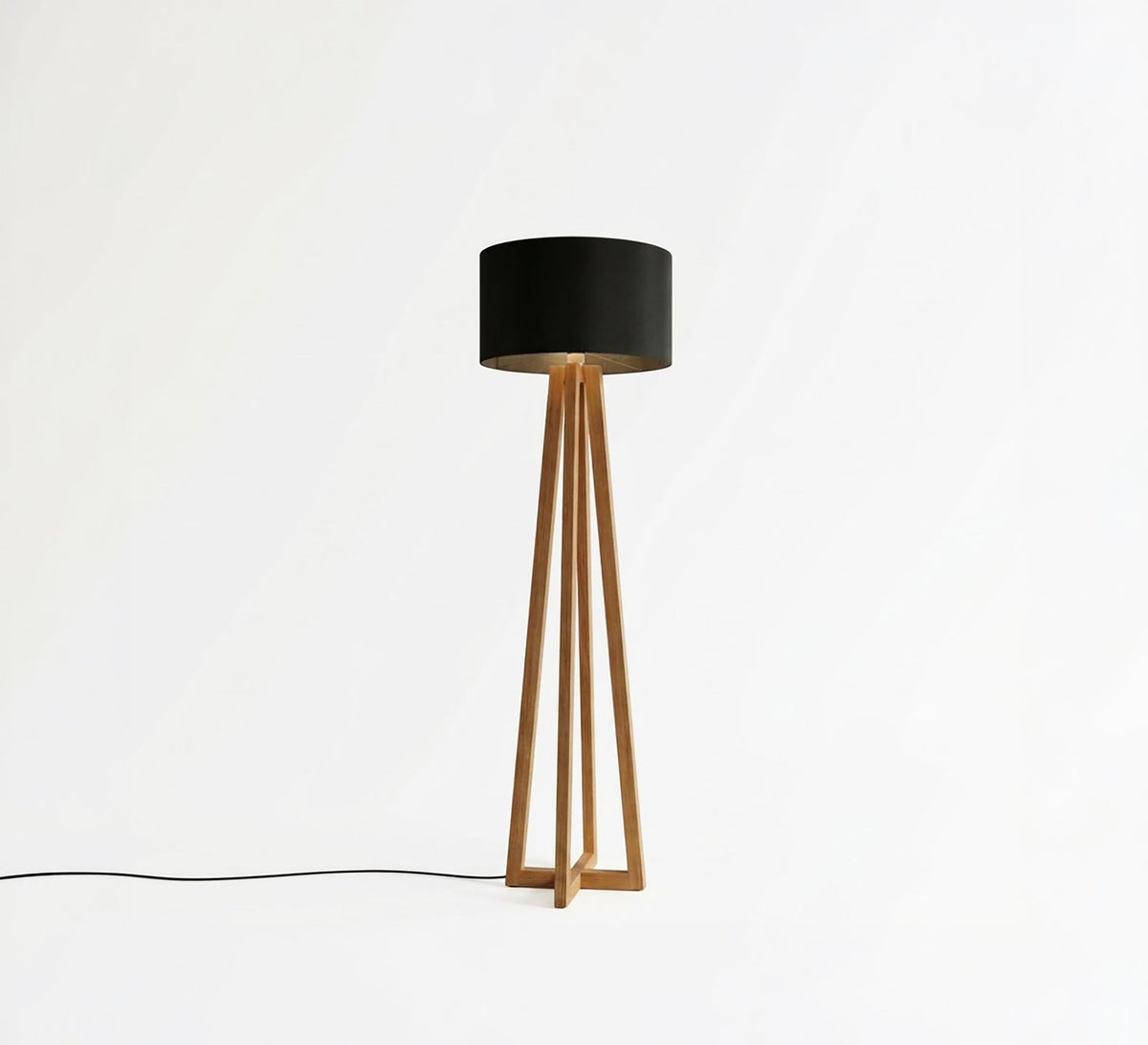 Wooden A-Frame Black Shade Floor Lamp - Vitrine Furniture - Floor lamps
