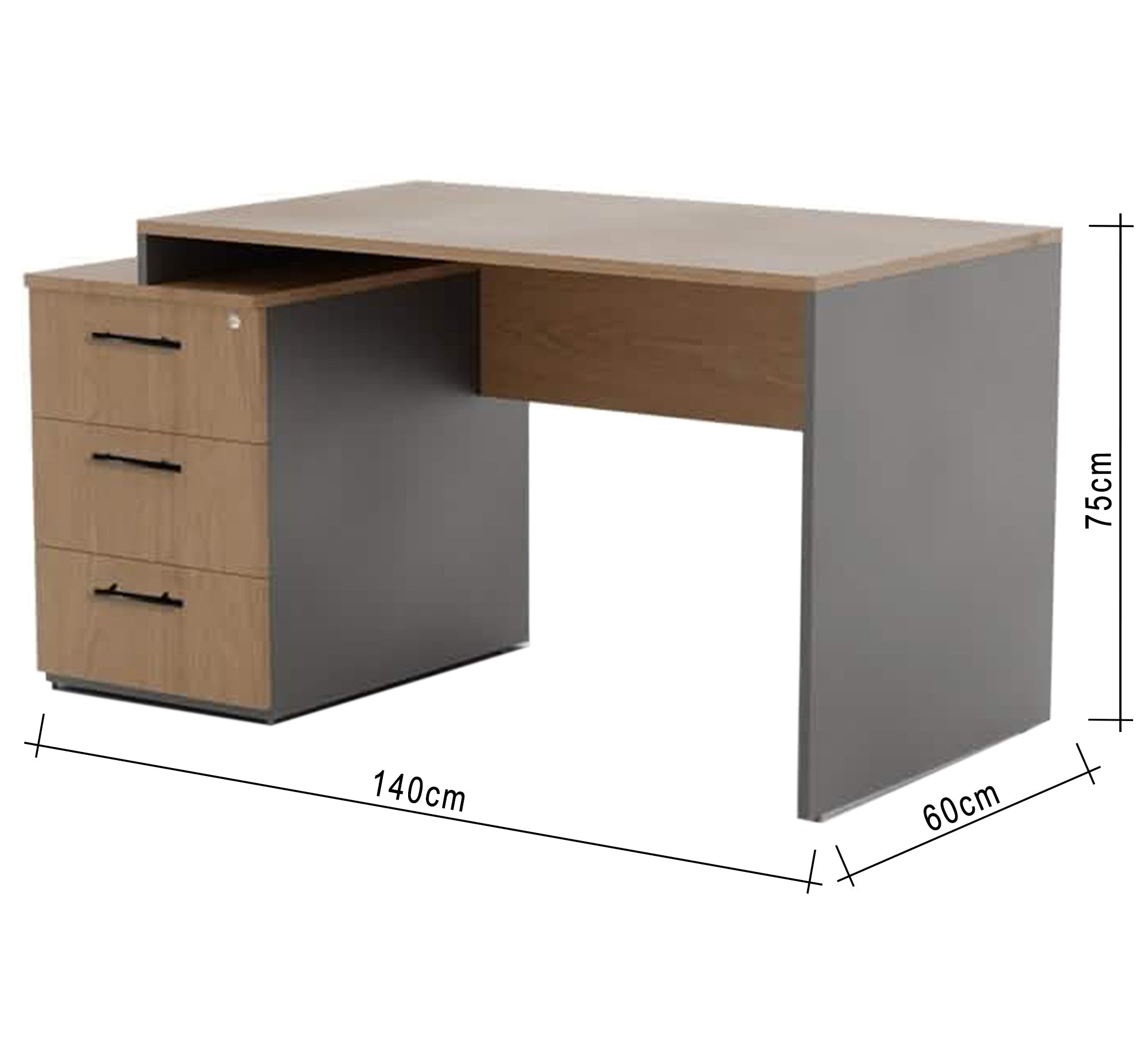 Wooden and gray executive desk with additional storage space - Vitrine Furniture - Furniture