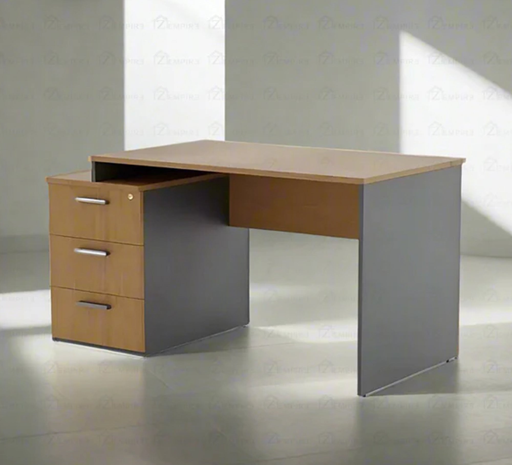 Wooden and gray executive desk with additional storage space - Vitrine Furniture - Furniture