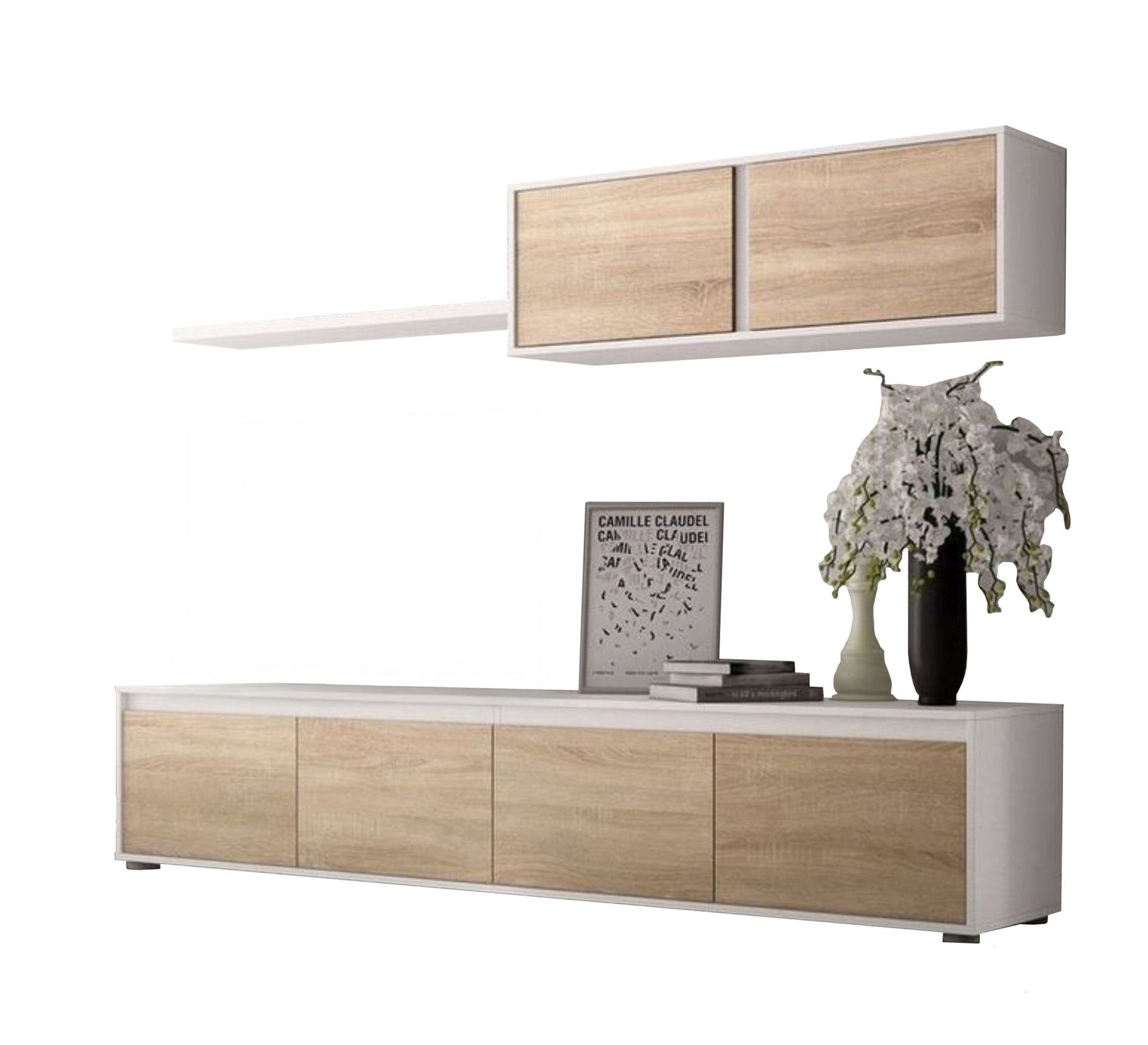 Wooden and white TV cabinet - Vitrine Furniture - Furniture