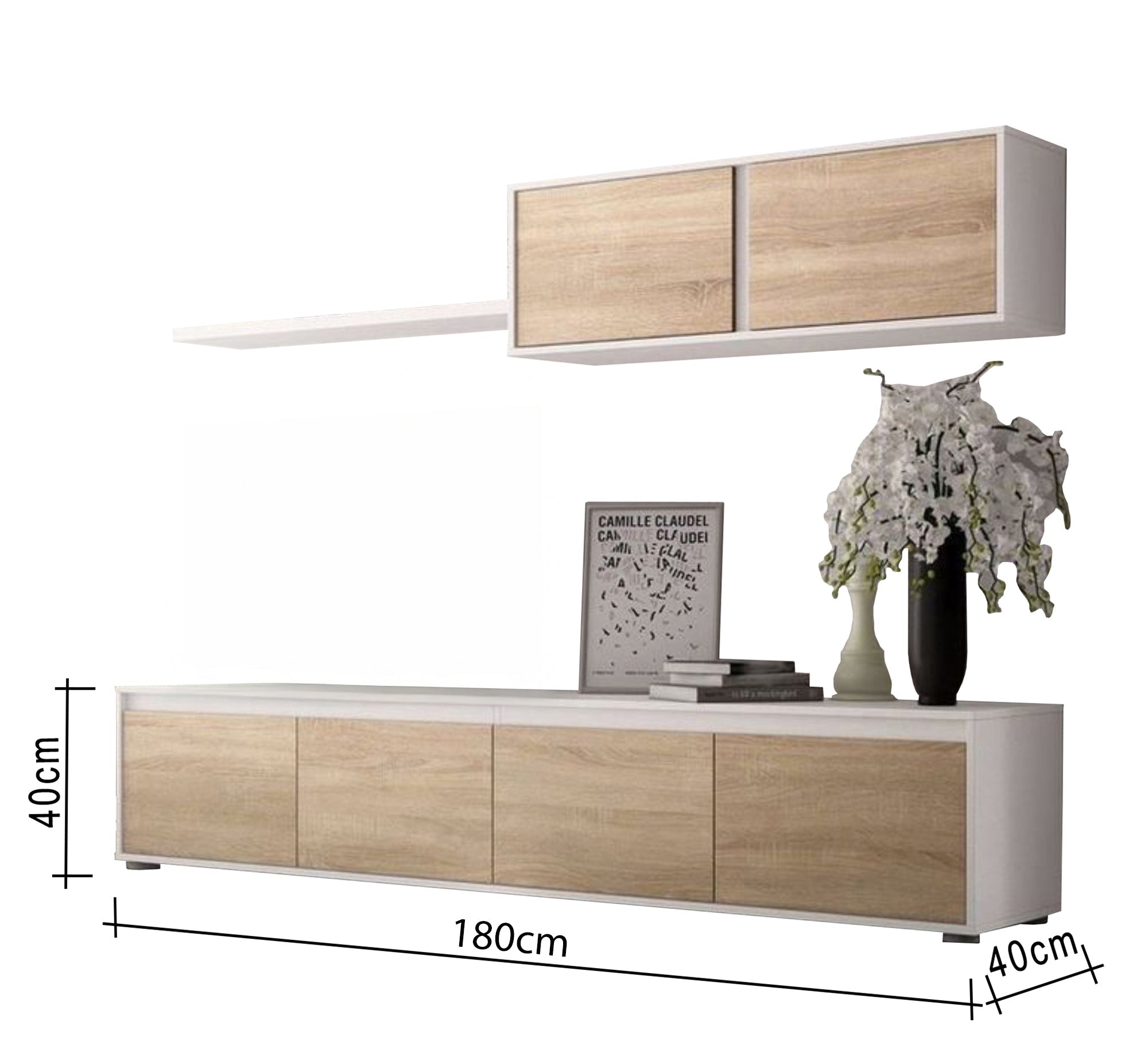 Wooden and white TV cabinet - Vitrine Furniture - Furniture