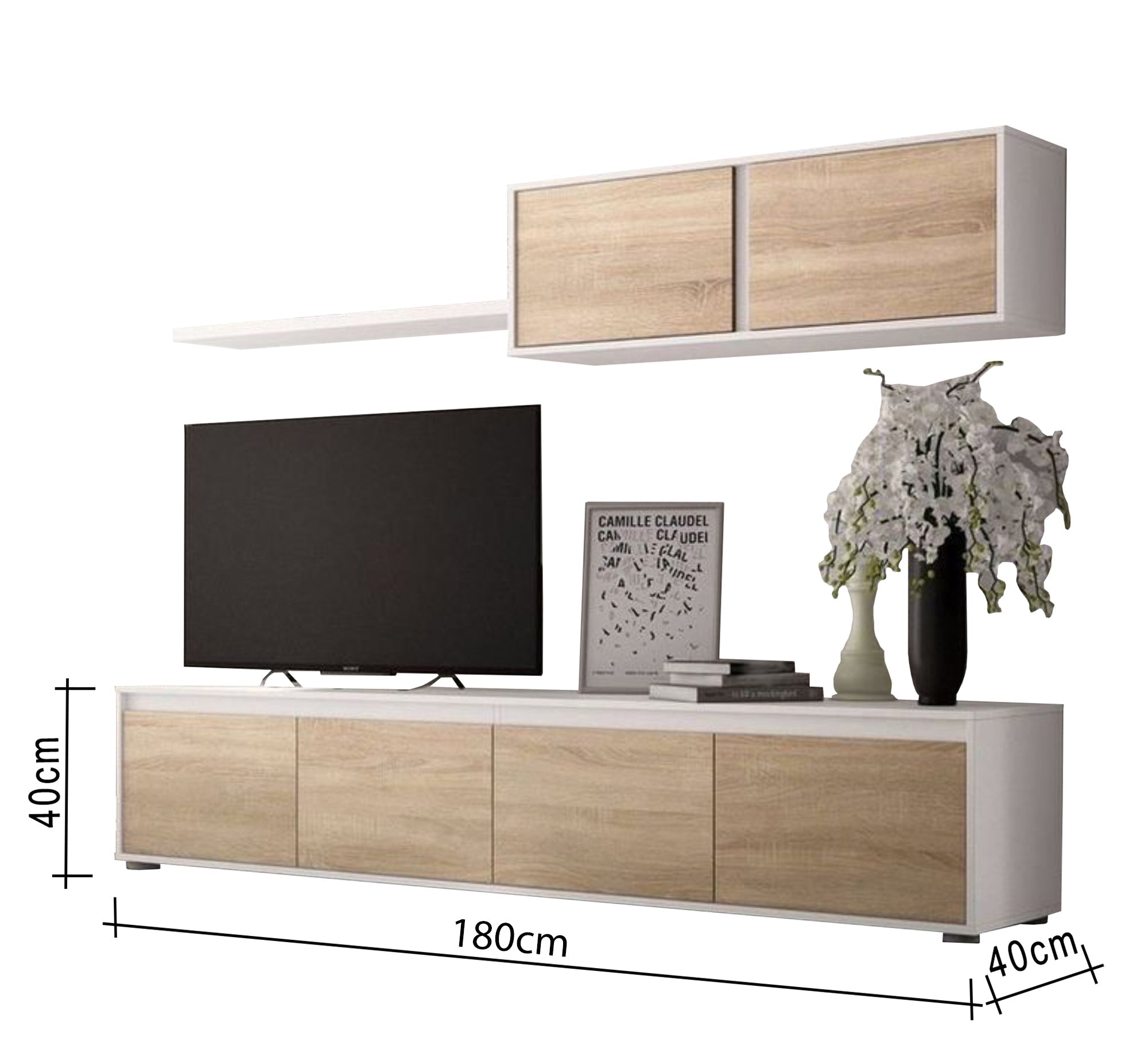 Wooden and white TV cabinet - Vitrine Furniture - Furniture