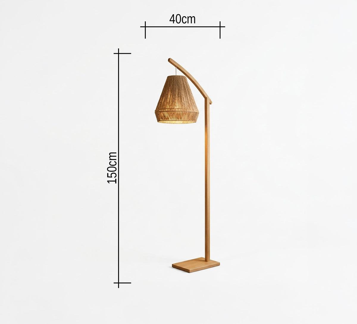 Wooden Arc Floor Lamp Woven Shade - Vitrine Furniture - Floor lamps