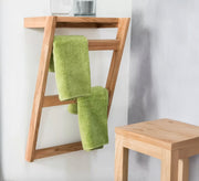 Wooden bathroom towel holder with decorative shelf - Vitrine Furniture - Furniture