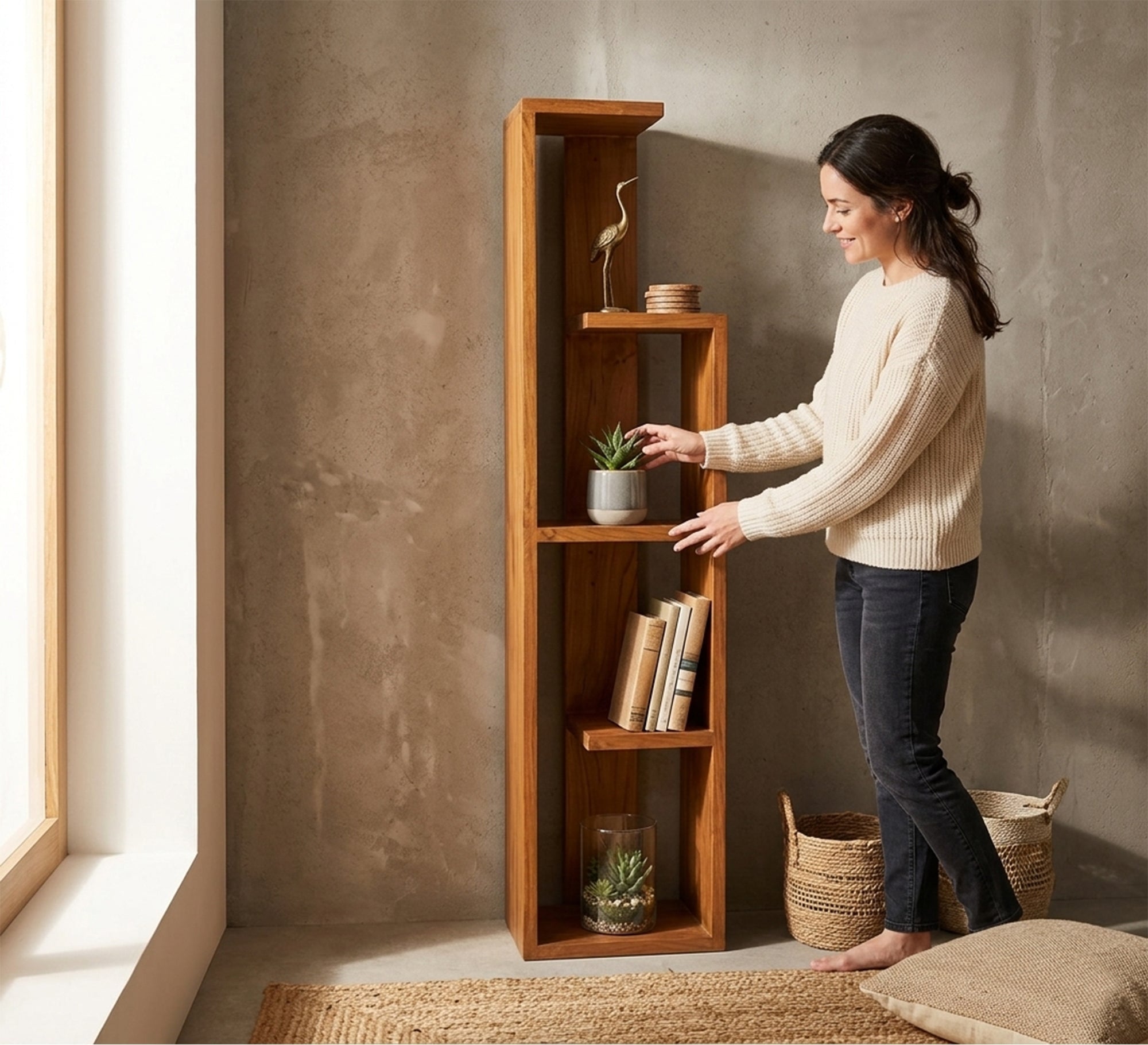 Wooden beige Bookcase - Vitrine Furniture - Office Bookcases