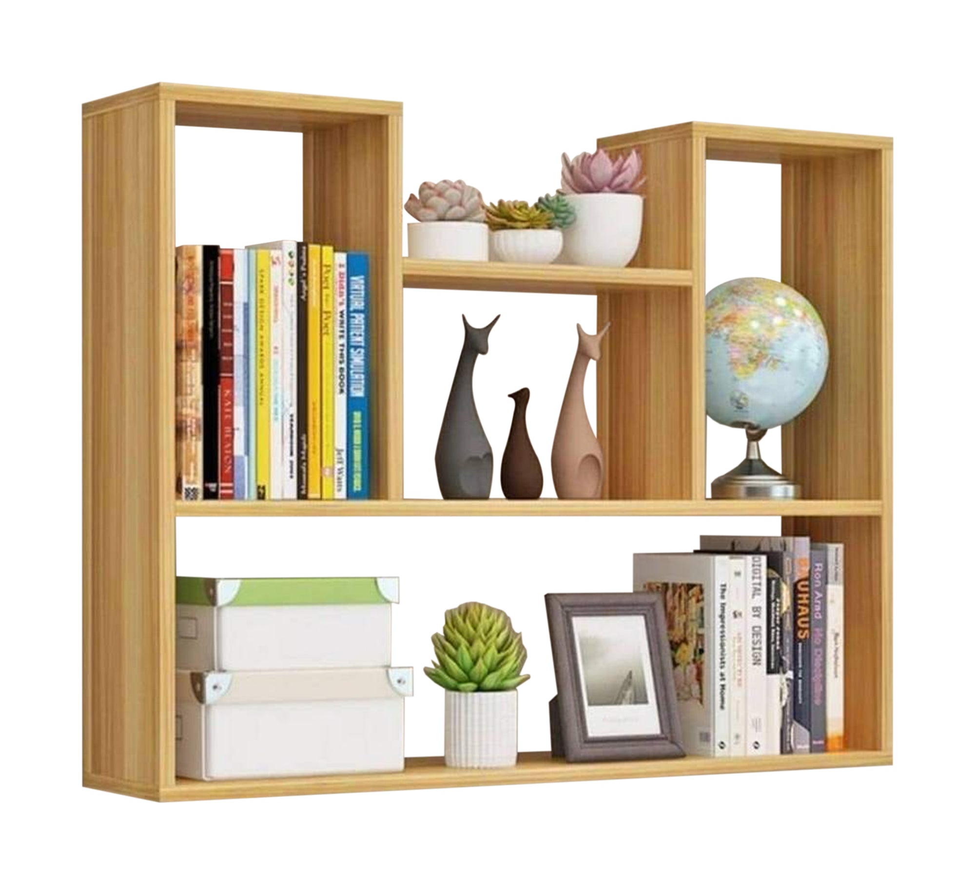 Wooden beige MDF Shelving Unit - Vitrine Furniture - Décor