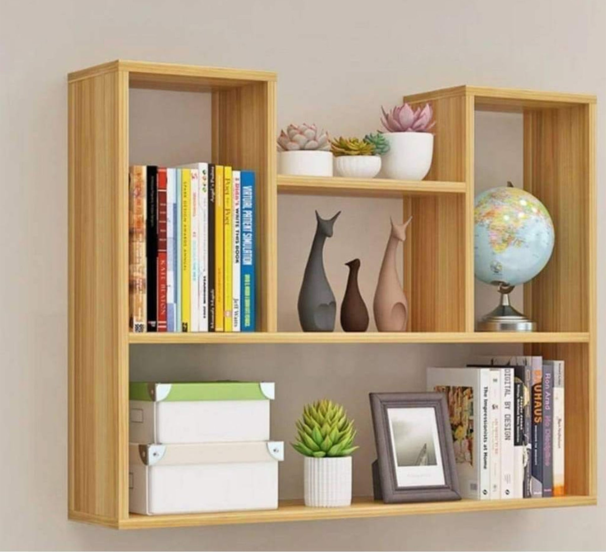Wooden beige MDF Shelving Unit - Vitrine Furniture - Décor