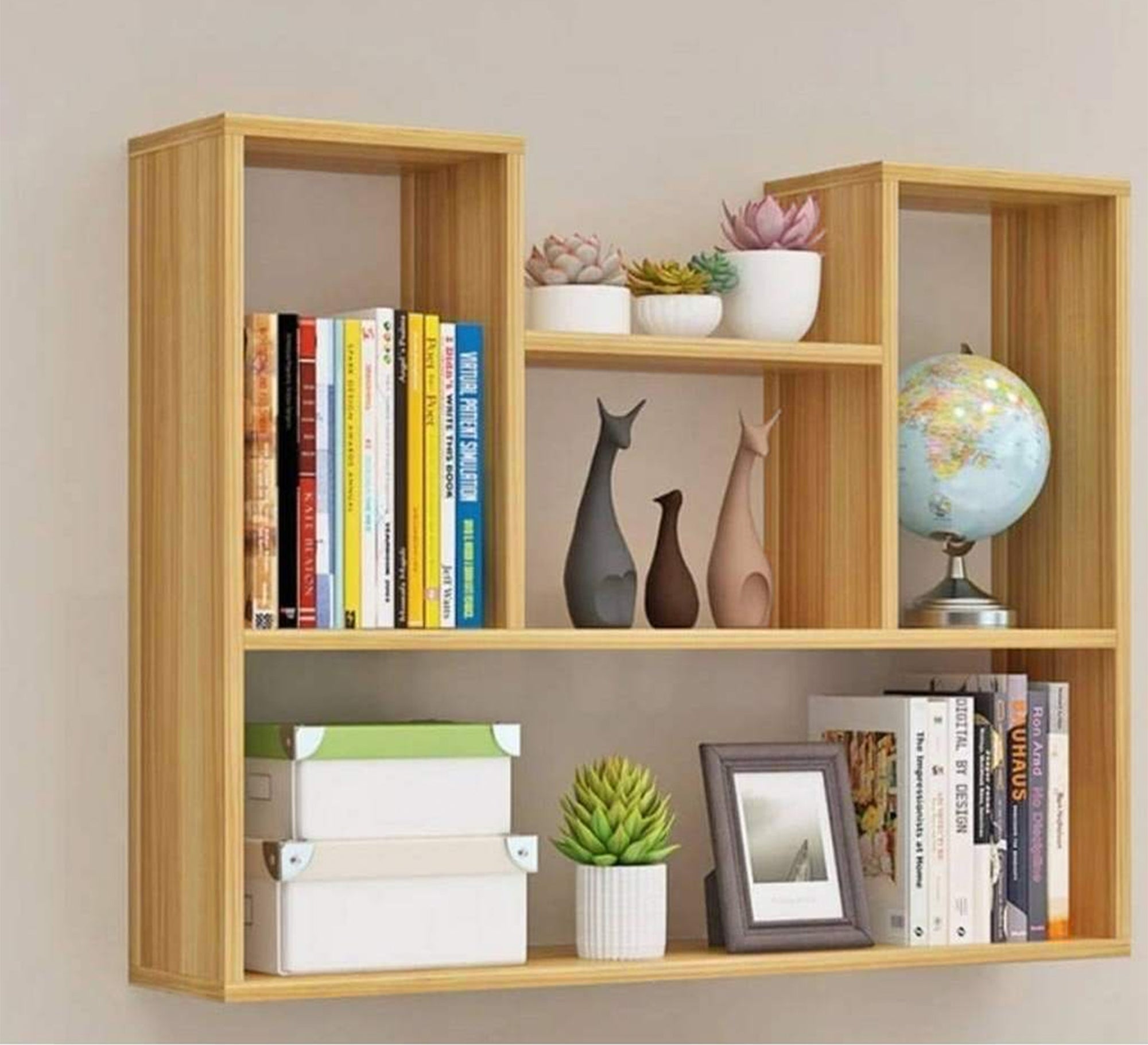 Wooden beige MDF Shelving Unit - Vitrine Furniture - Décor