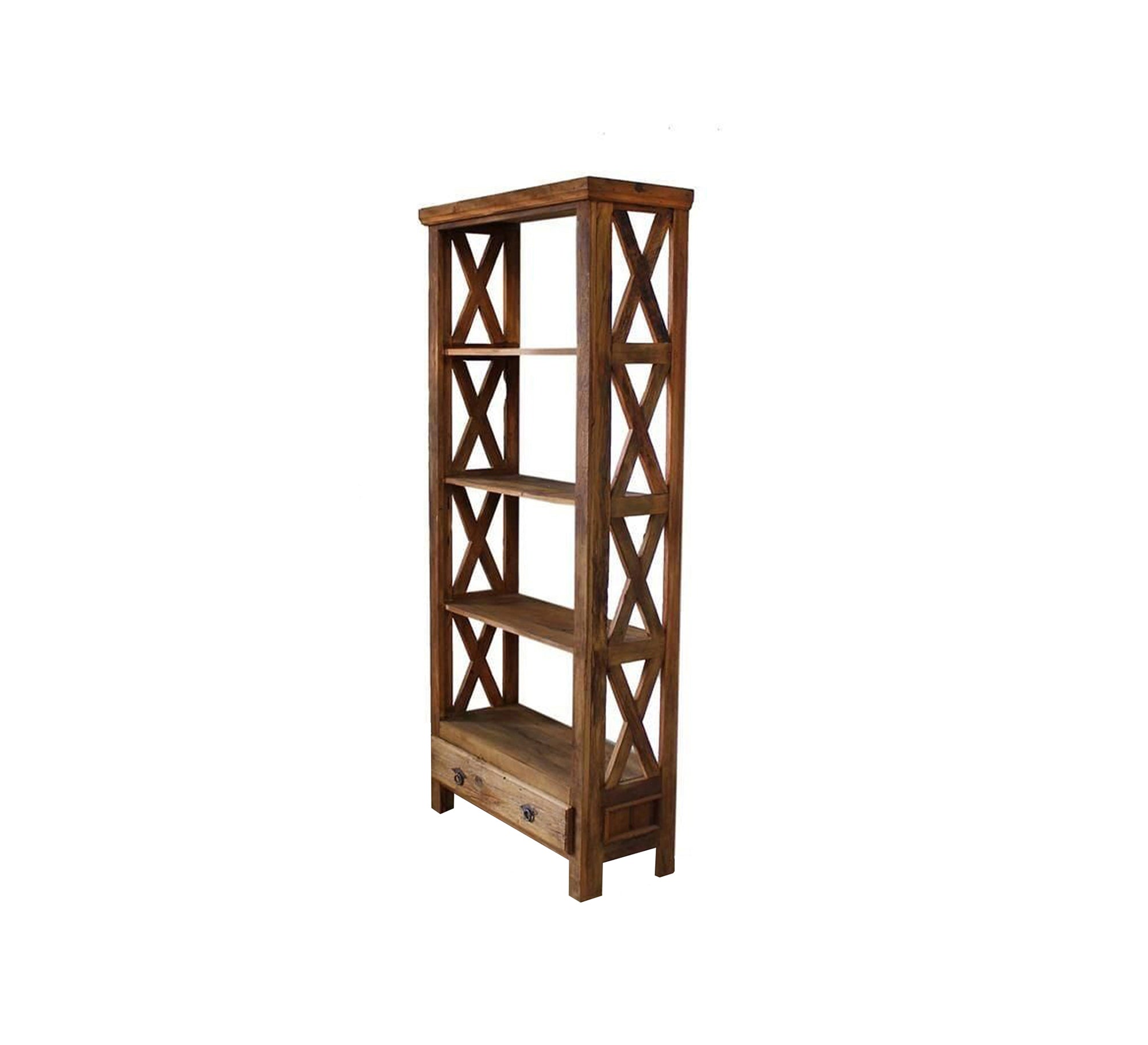 Wooden bookcase with X - shaped sides - Vitrine Furniture - Furniture