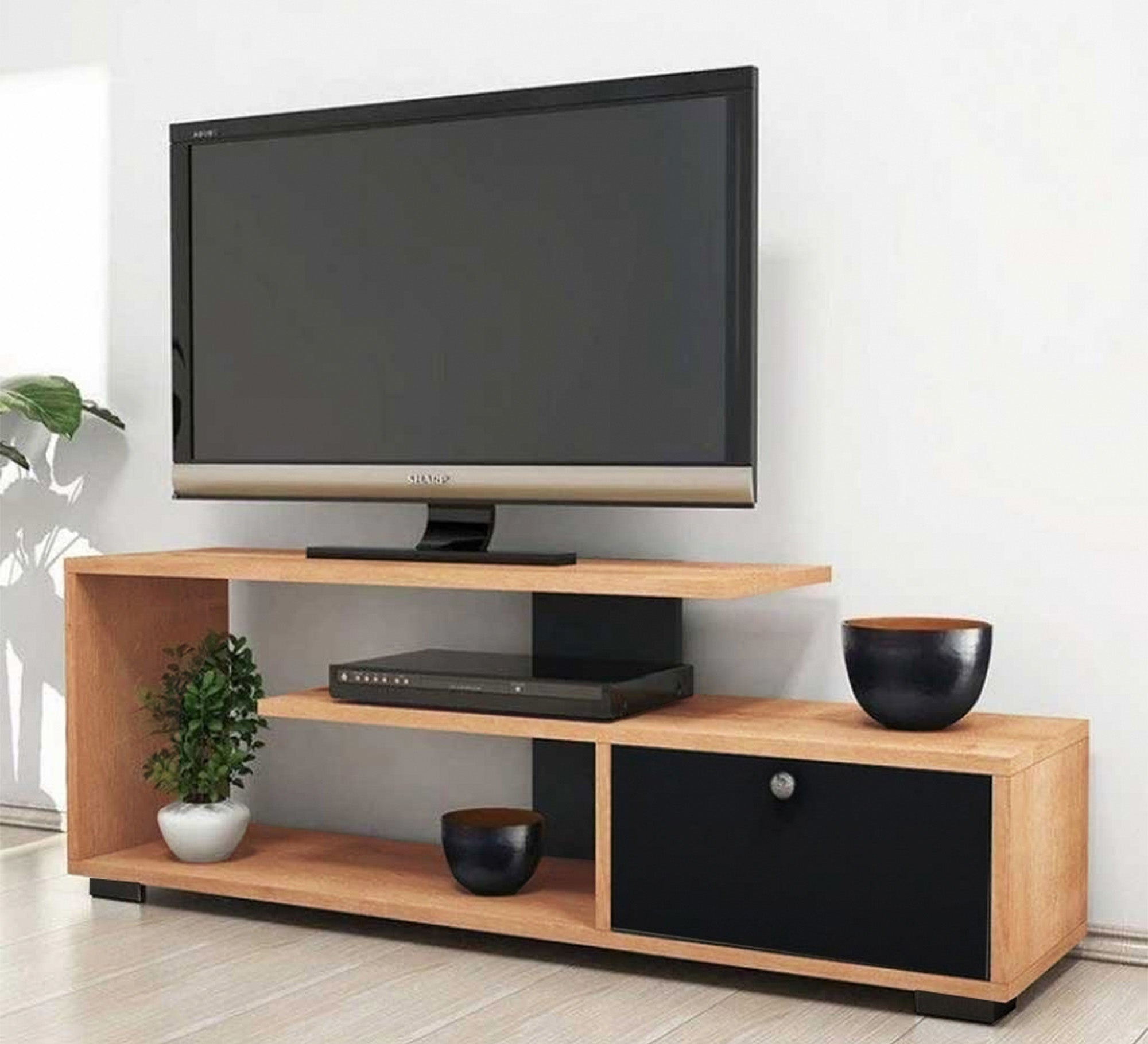 Wooden brown * black TV table - Vitrine Furniture - TV Table & Cabinet